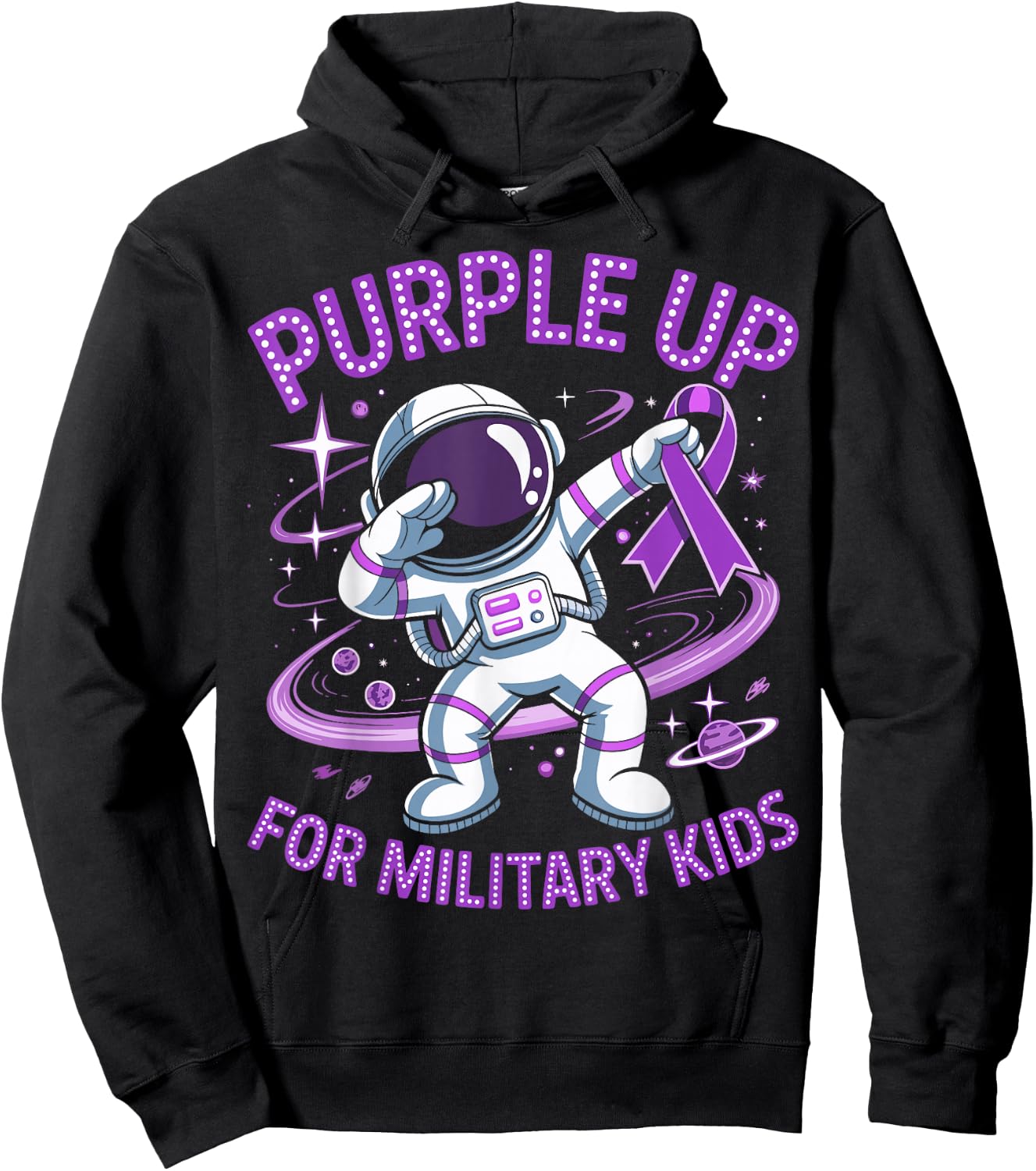 Purple Up for Military Kids Military Child Month Astronaut Hoodie - Hoodie | Black