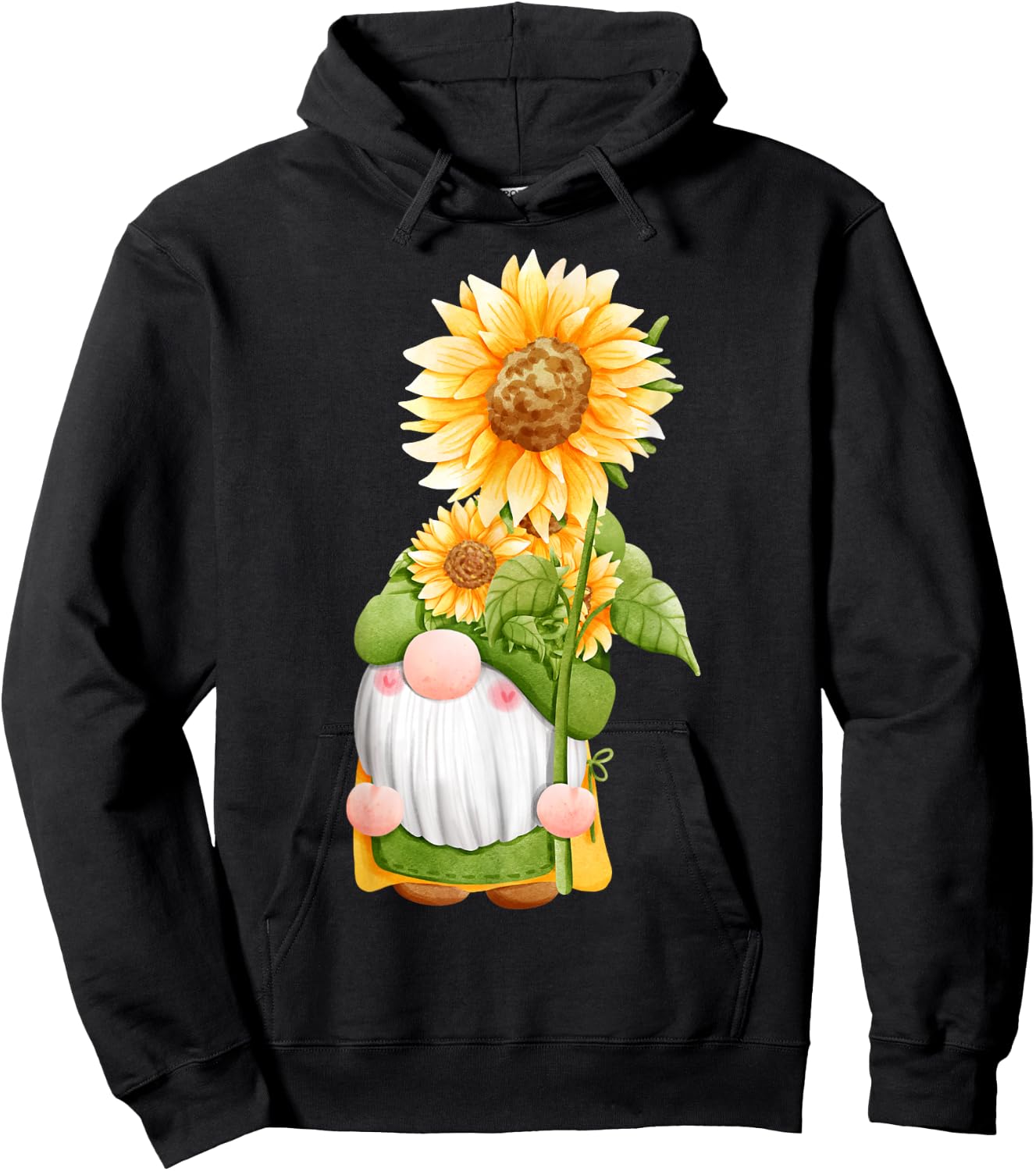 Summer Fall Sunflower Gnome Women's Hoodie - Hoodie | Black