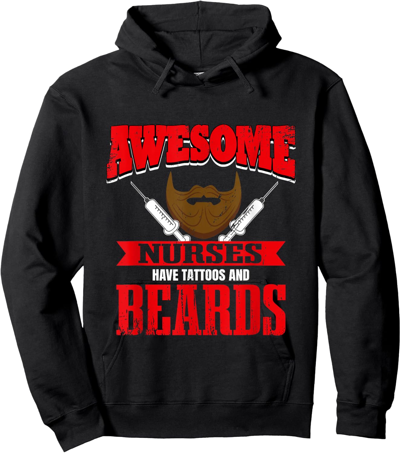 Funny Male Nurse Tattoos And Beards Murse Hospital Hoodie - Hoodie | Black