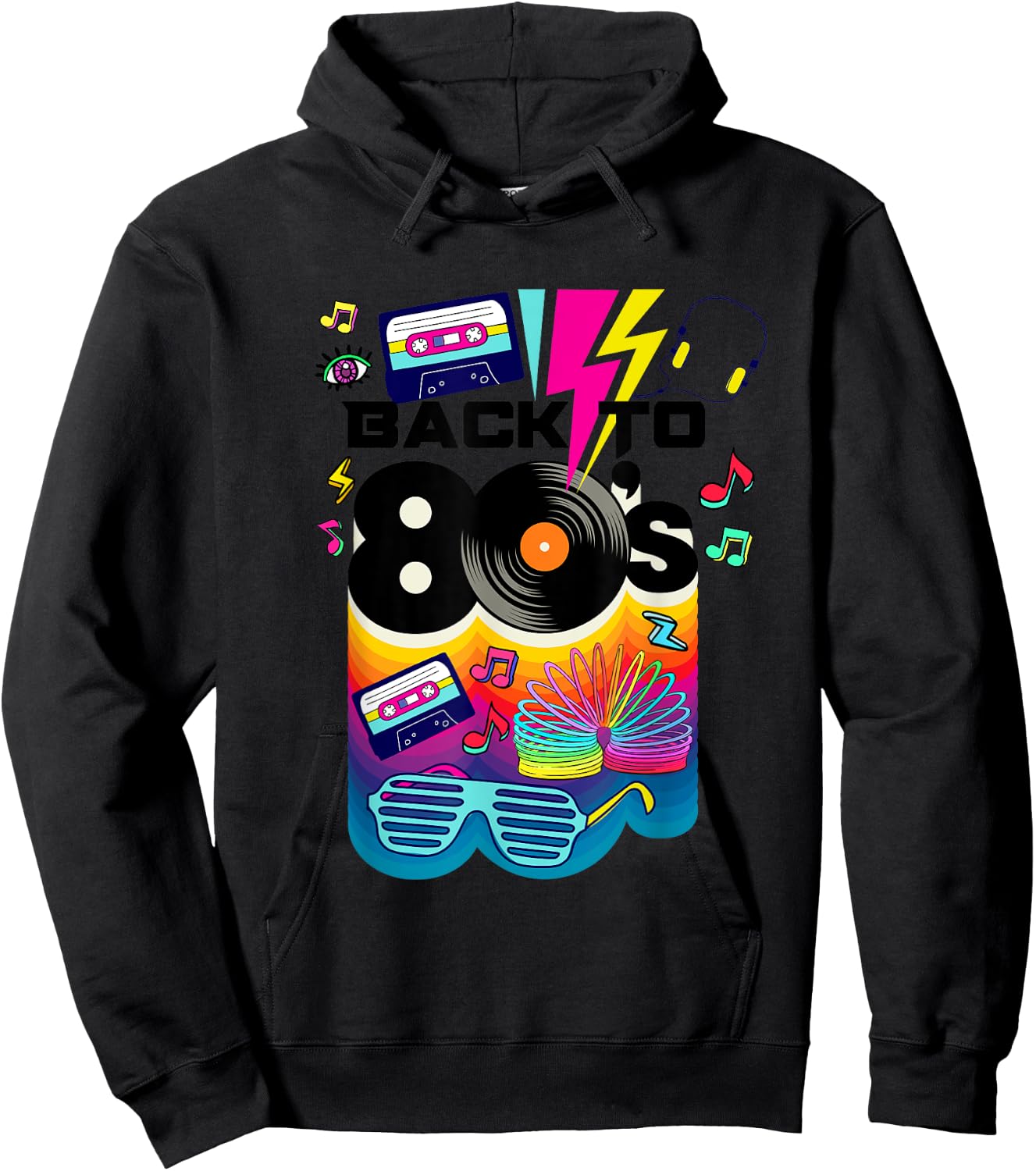 Vintage Retro Back To 80's I Love 80's Graphic Design Hoodie - Hoodie | Black