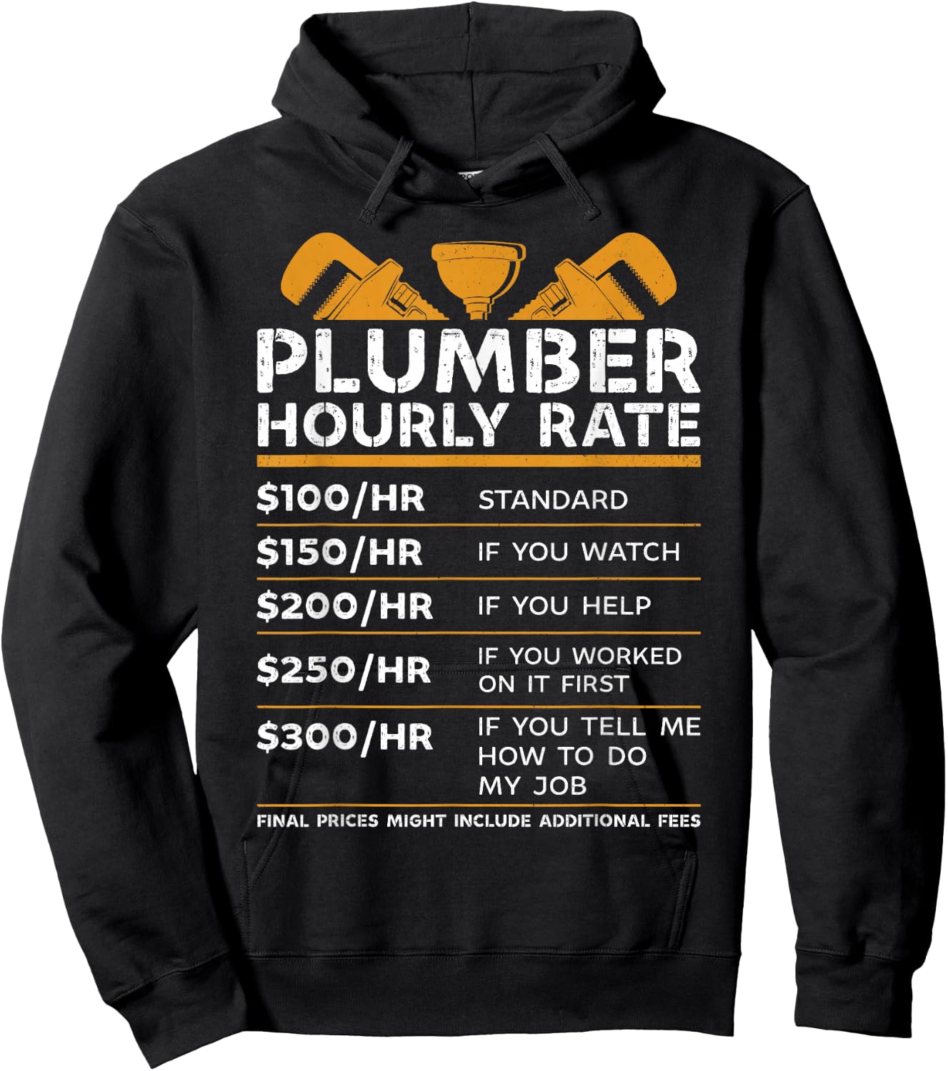 Funny plumber hourly rate Hoodie - Hoodie | Black