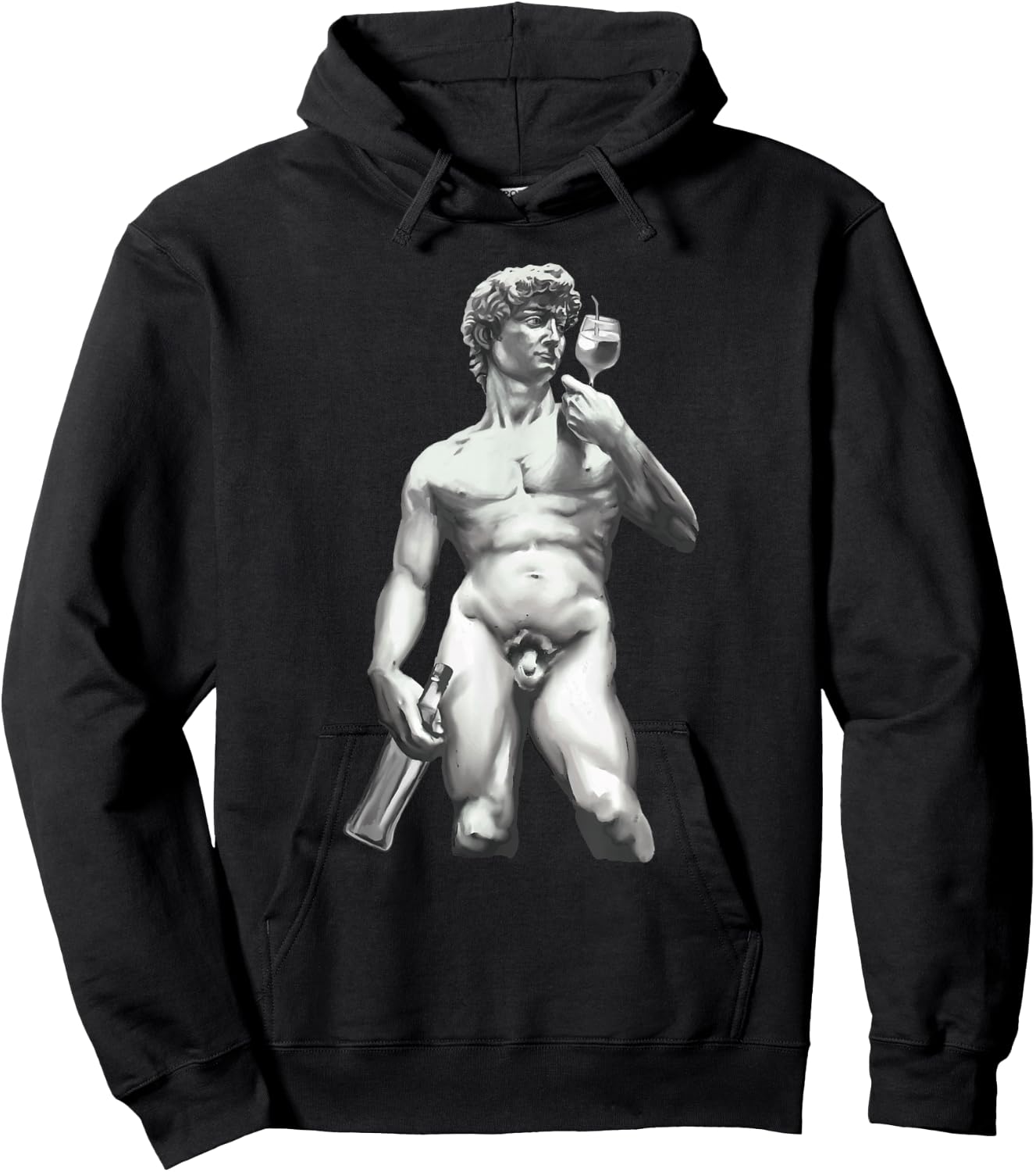Wine David Statue Funny Vintage Art Wine Lover Hoodie - Hoodie | Black
