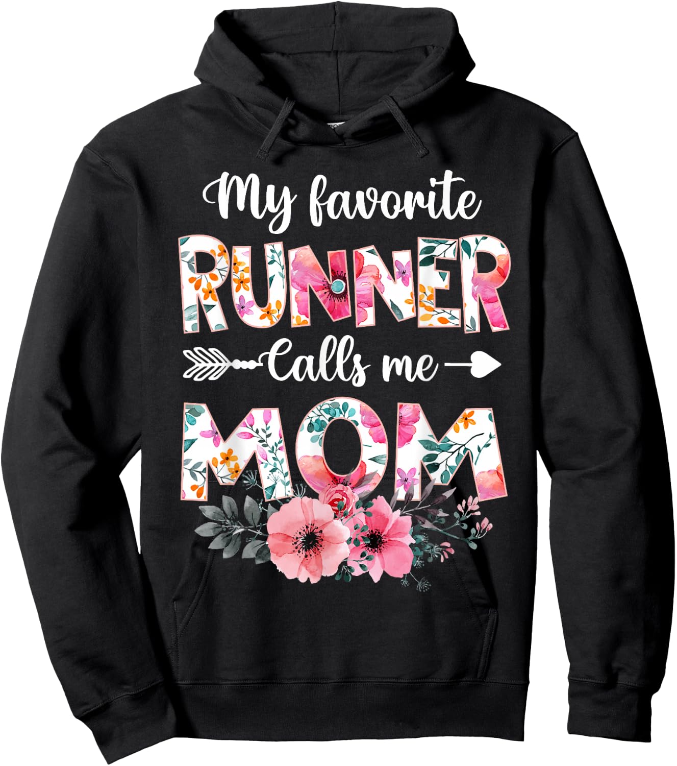 My Favorite Runner Calls Me Mom Shirt Running Mom Mother Day Hoodie - Hoodie | Black