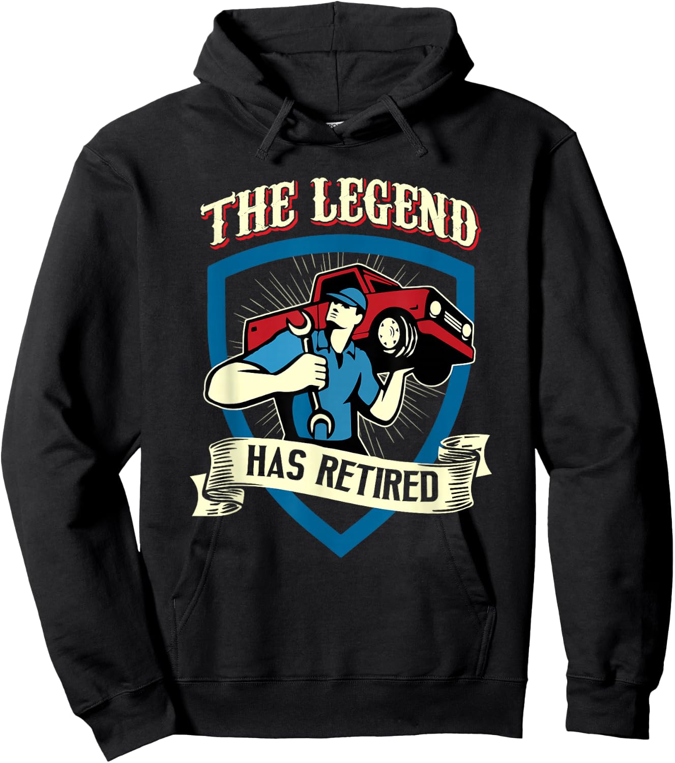 The Legend Has Retired Auto Mechanic Retirement Gift Hoodie - Hoodie | Black