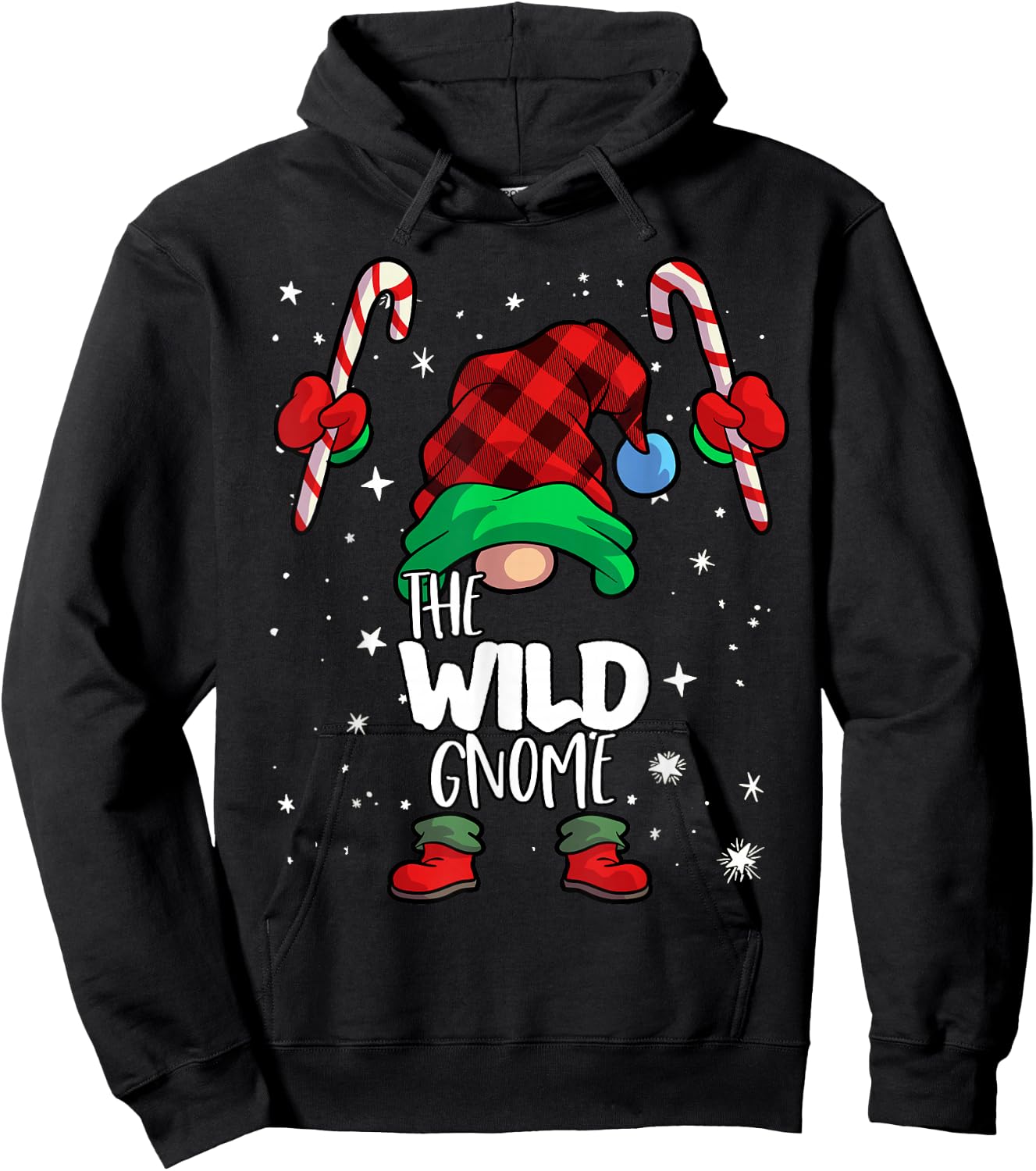 Wild Gnome Red Buffalo Plaid Matching Family Christmas Hoodie - Hoodie | Black