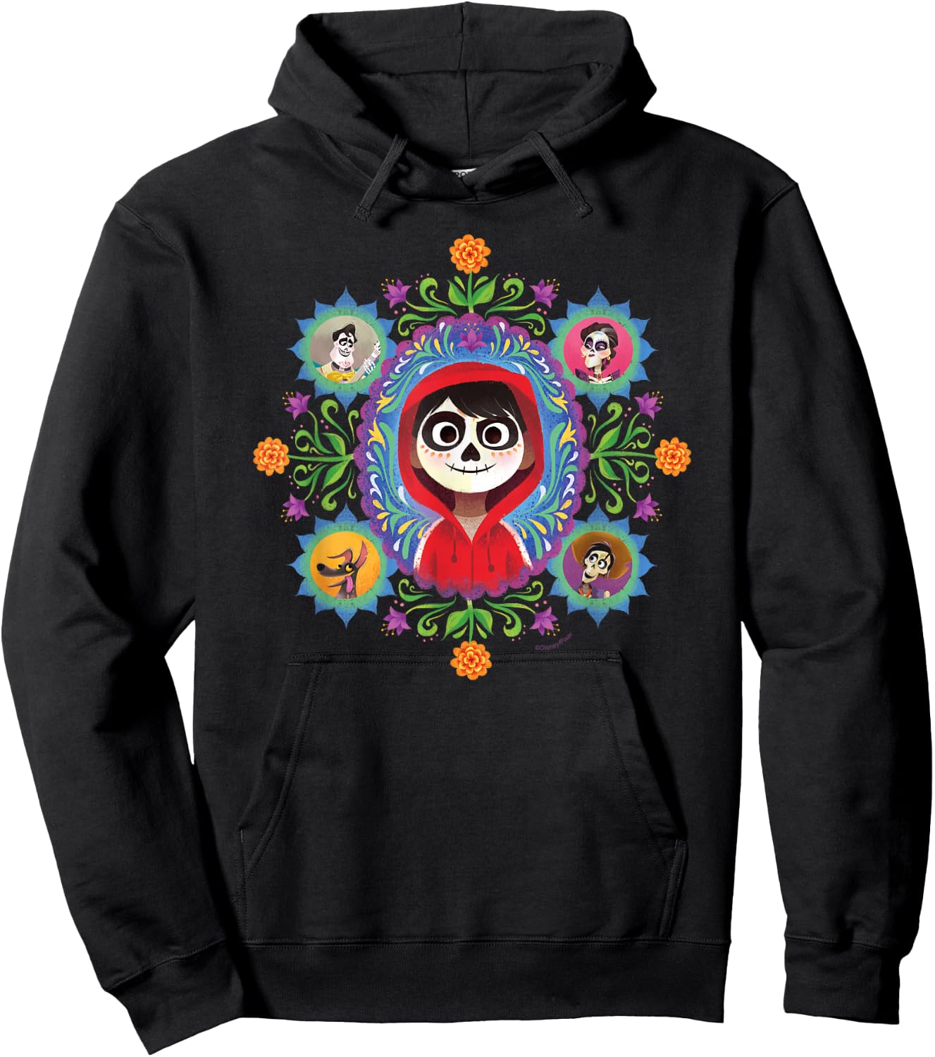 Disney and Pixar's Coco Miguel Colourful Florals Hoodie - Hoodie | Black