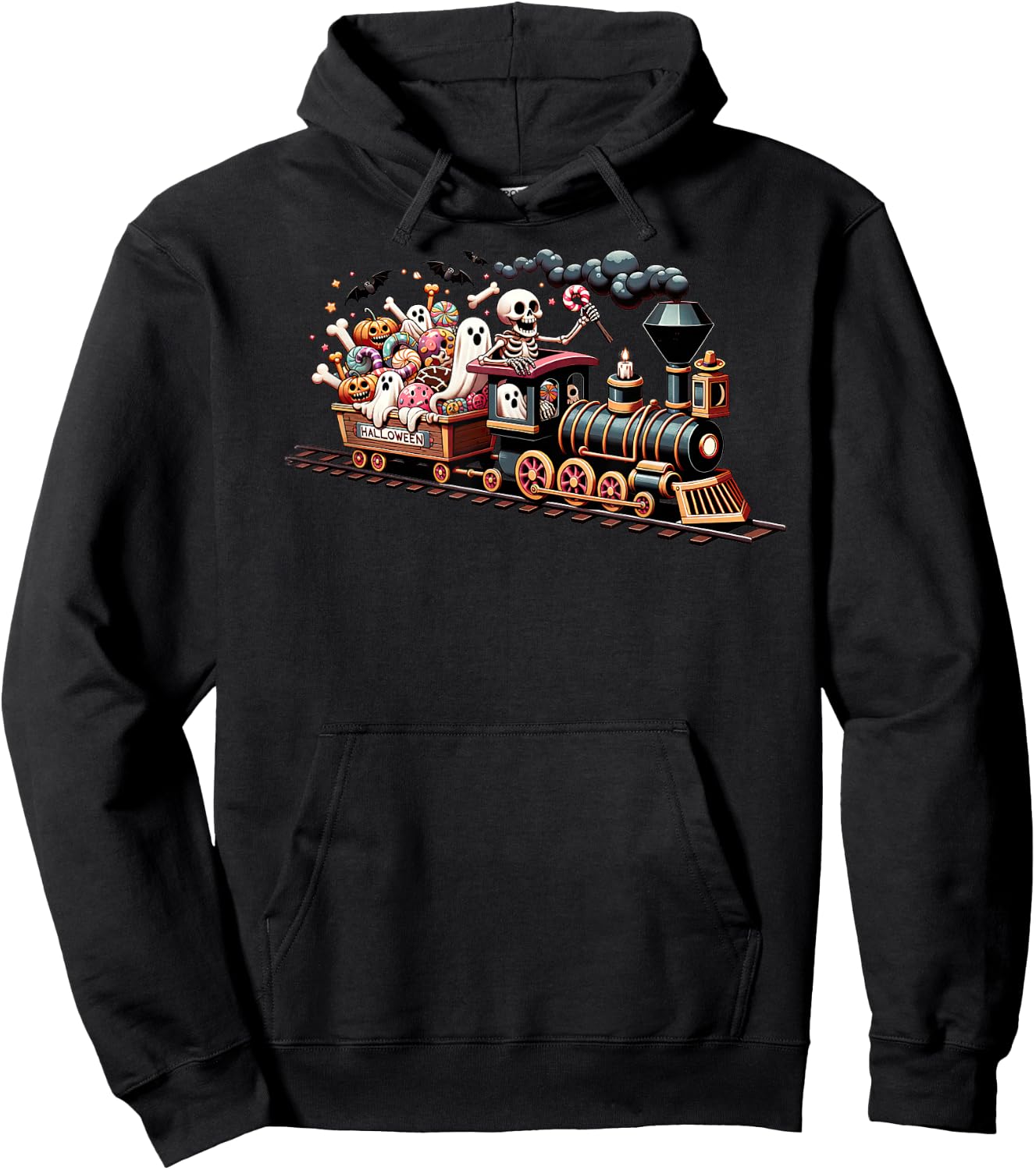 Cute Halloween Haunted Train For Kids and Halloween Lovers Hoodie - Hoodie | Black