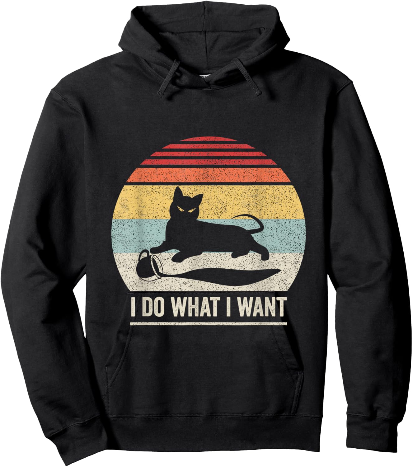 Retro Vintage I Do What I Want Cat Women Girls Kids Hoodie - Hoodie | Black