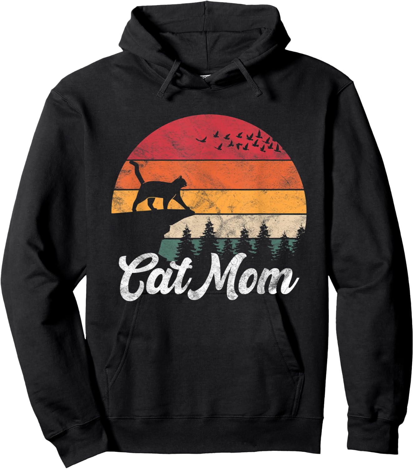 Cat Mom Retro Cat Lover Mom Hoodie - Hoodie | Black
