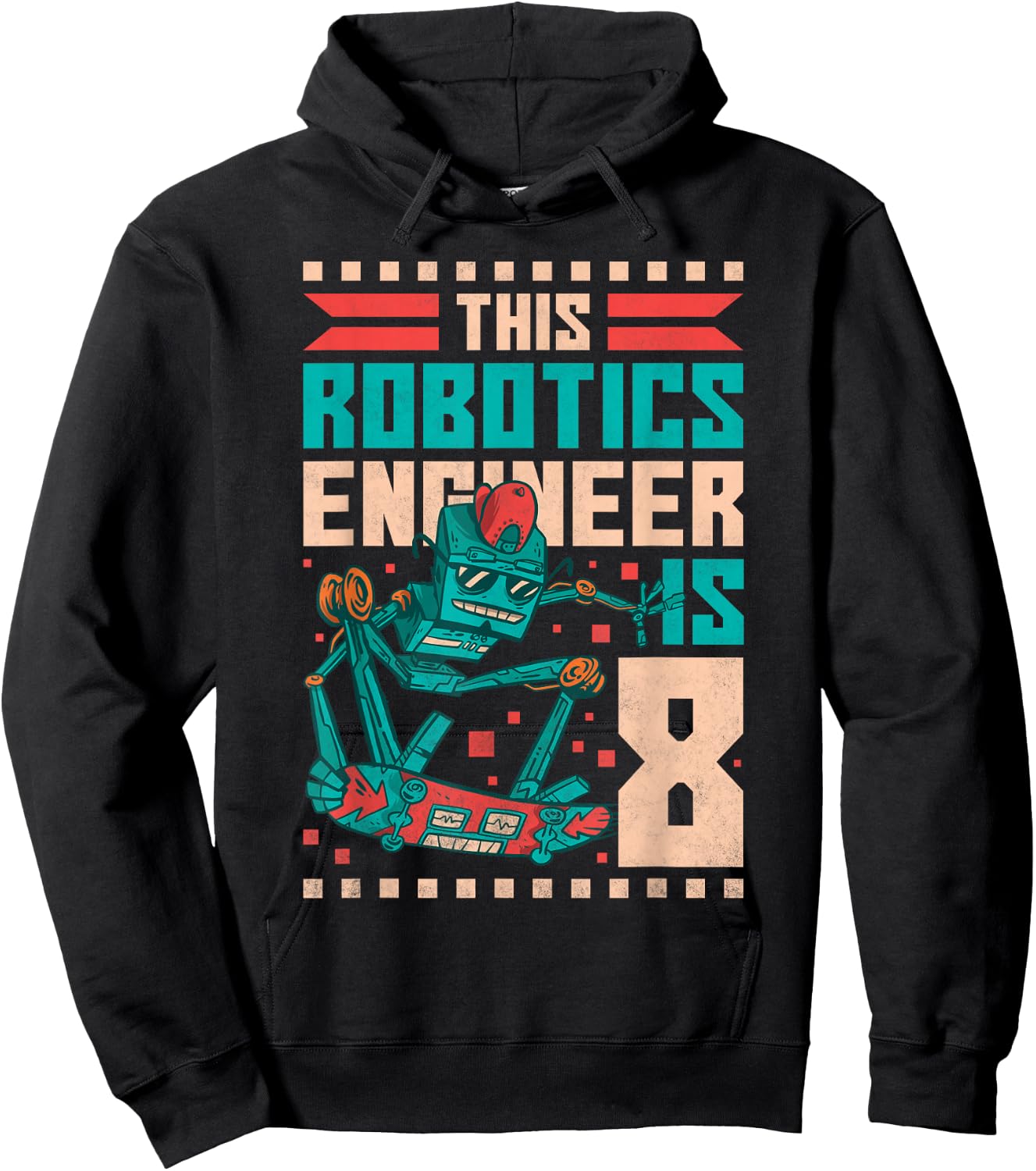 8th Birthday Robot, This Robotics Engineer Is 8 Years Old Hoodie - Hoodie | Black