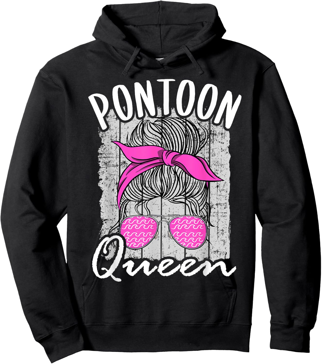 Pontoon Queen Lake Life Matching Family Vacation Boating Hoodie - Hoodie | Black