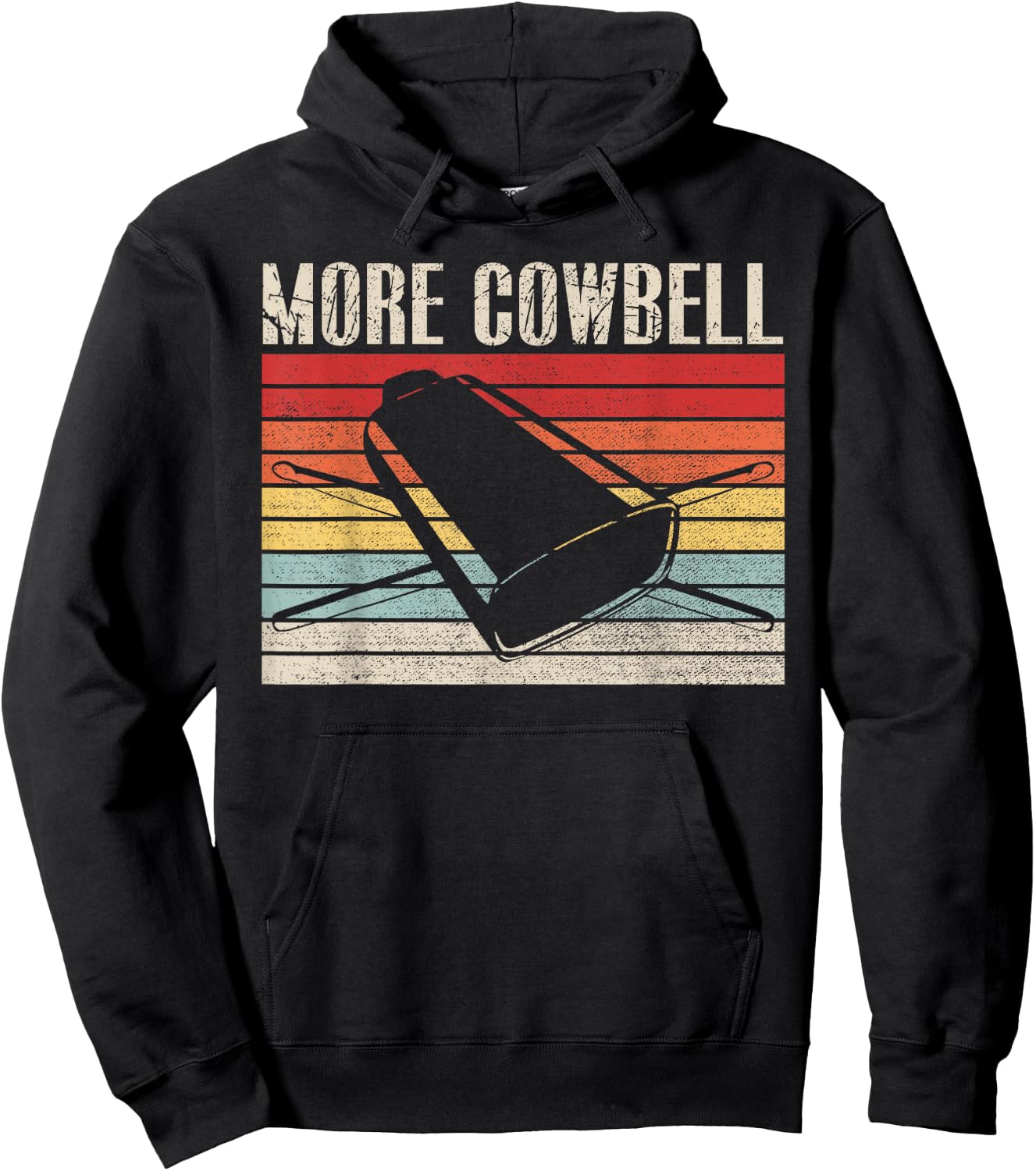 Vintage More Cowbell Funny Sarcastic Humor Music Lover Hoodie - Hoodie | Black