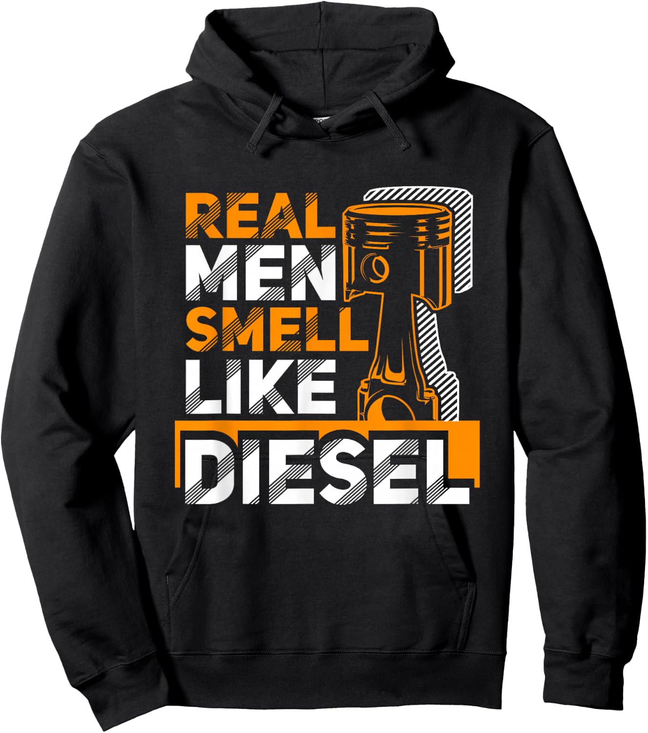 Real Men Smell Like Diesel Funny Trucker Humor Gift Hoodie - Hoodie | Black