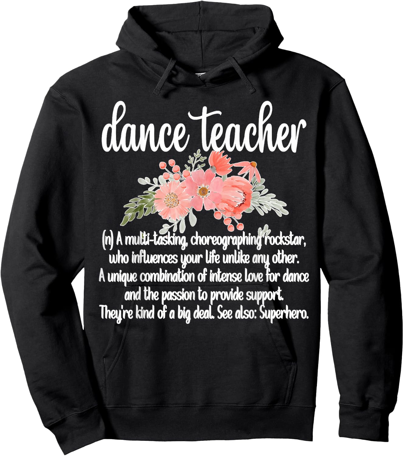 Dance Teacher Appreciation Women's Black Classic Fit Short Sleeve Lace Embellished Dance Teacher Hoodie - Hoodie | Black