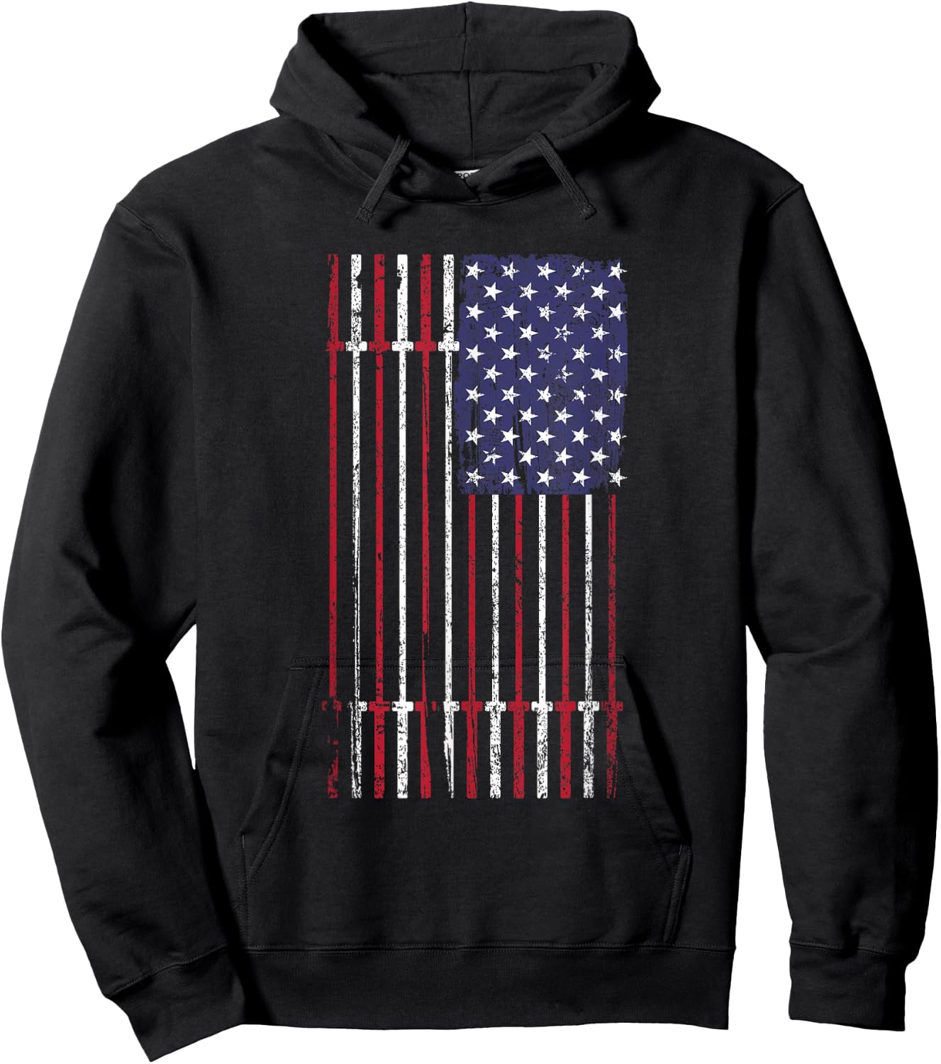 USA Flag Barbell Men Hoodie - Hoodie | Black