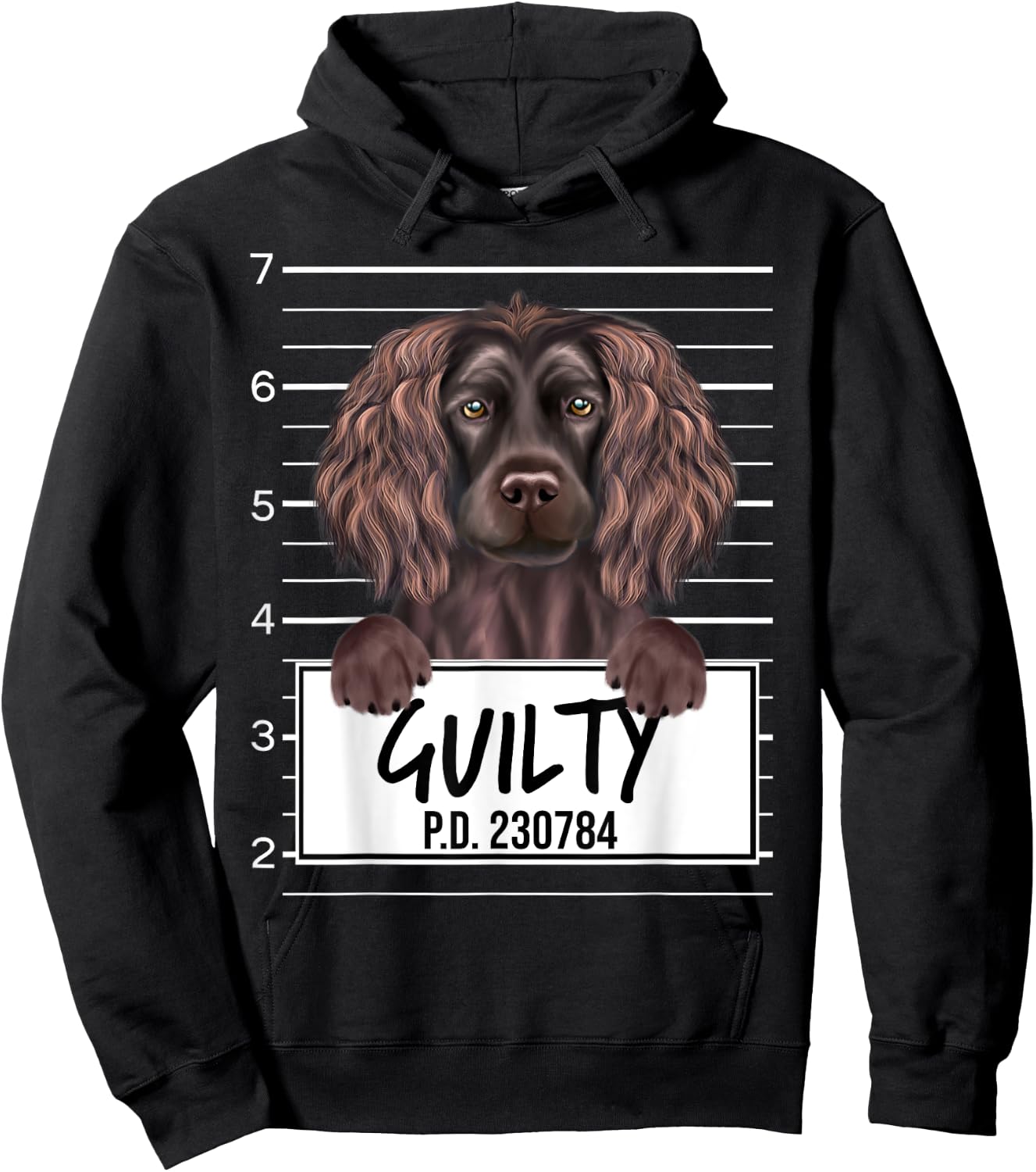 Funny Boykin Spaniel Mugshot Guilty Dog Hoodie - Hoodie | Black