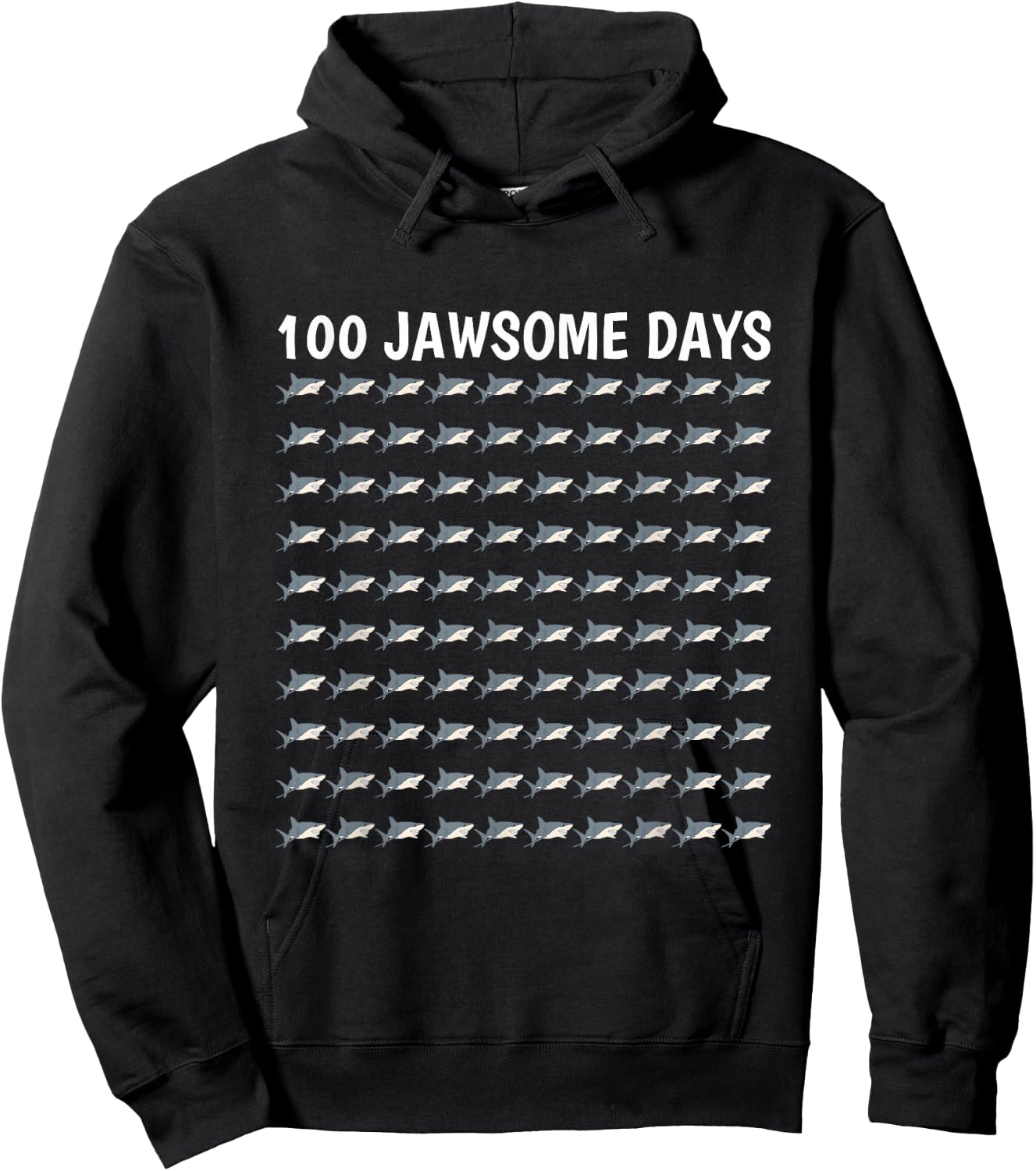 Shark Jaw Fin 100 Days Of School Teacher Boy Girl Hoodie - Hoodie | Black