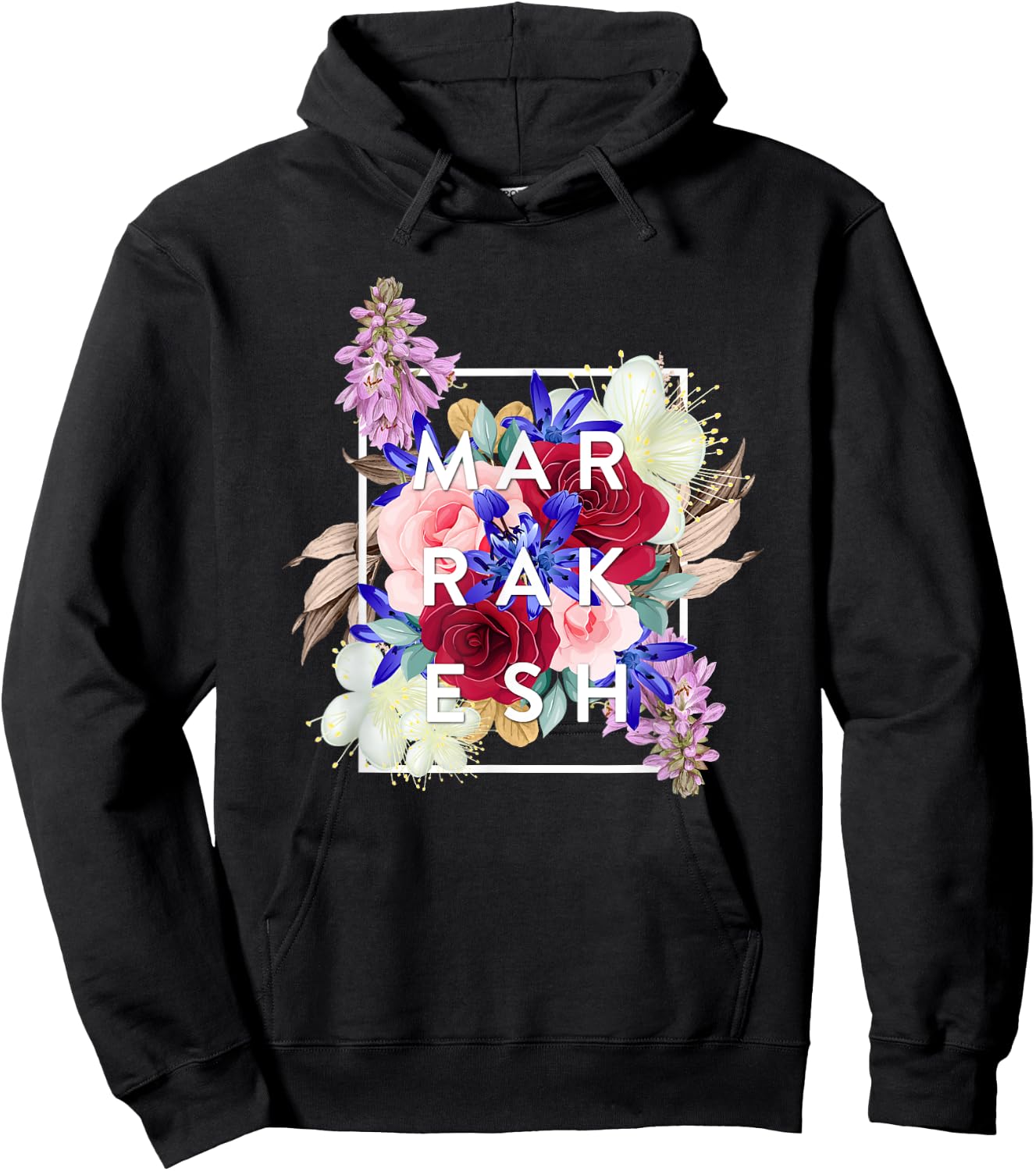 Flowers of Marrakesh Word Art - Morocco Souvenir Hoodie - Hoodie | Black