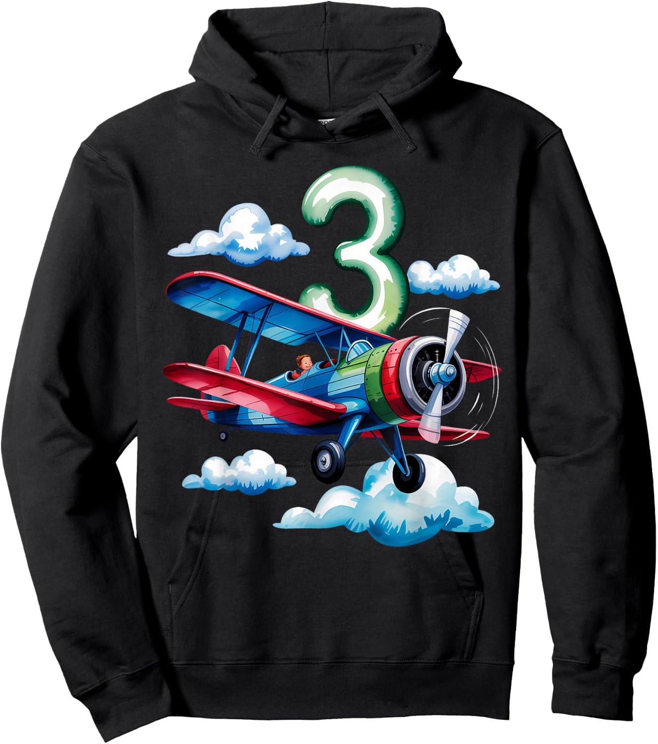 3rd Birthday Boys Airplane Pilot 3 Year Old Boy Hoodie - Hoodie | Black