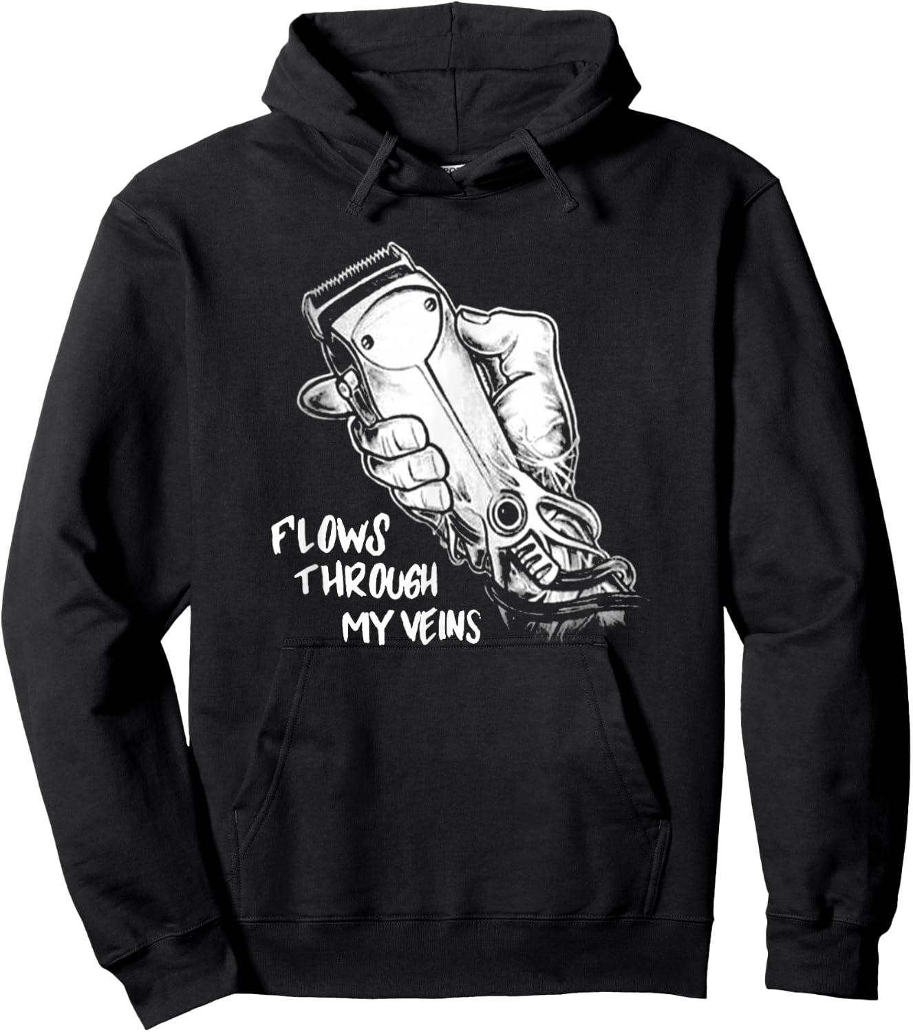 Flows Through My Veins Hair Cutting Barber W Hoodie - Hoodie | Black