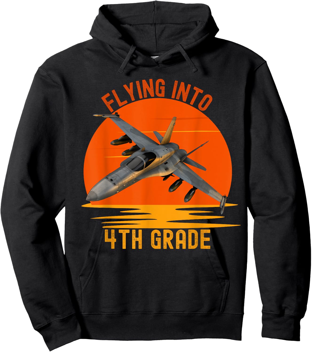 Flying Into 4th Grade Boys Back To School Jet Graphic Hoodie - Hoodie | Black