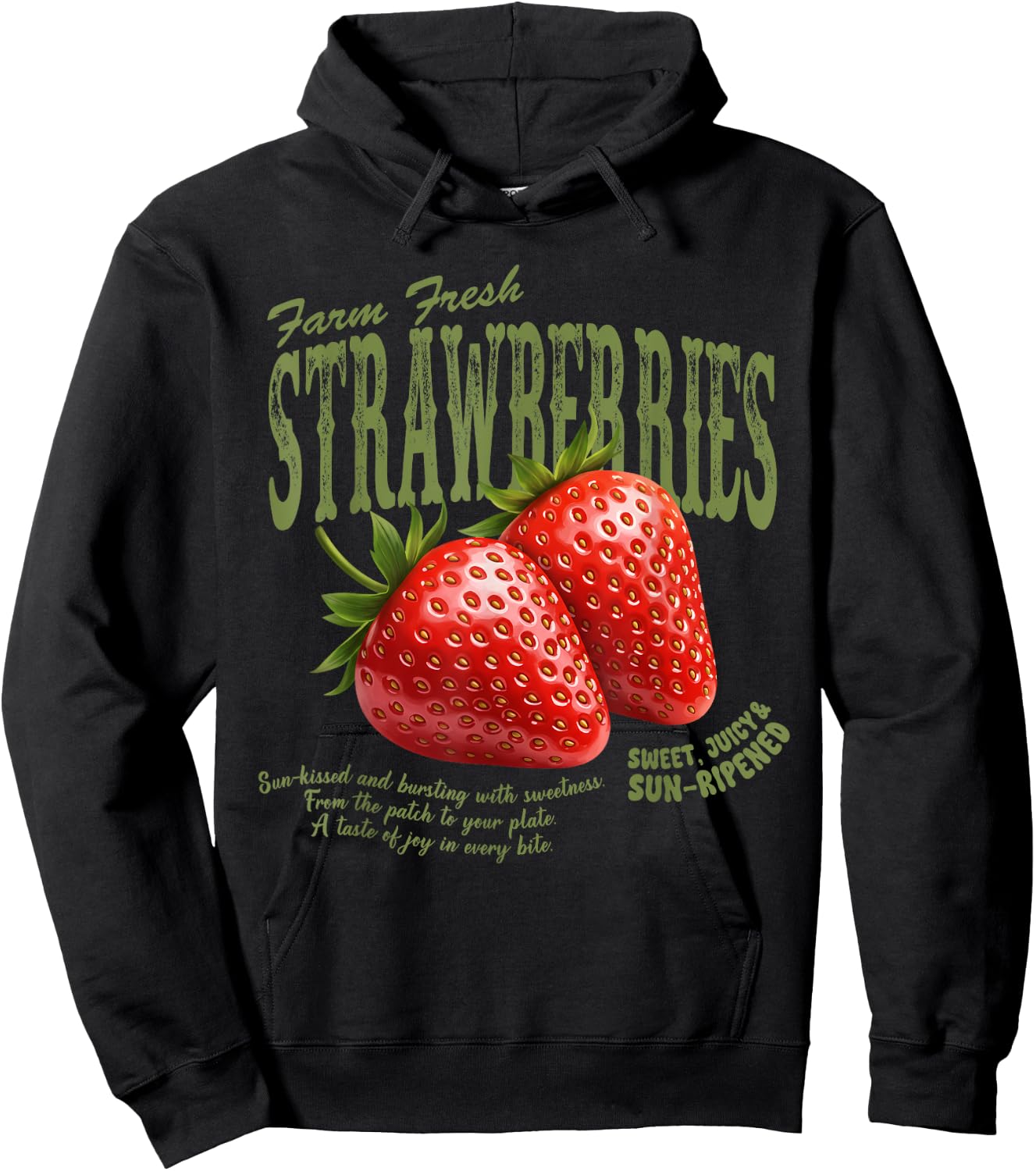 Farm Fresh Strawberries Retro Farmer Market Summer Lover Hoodie - Hoodie | Black