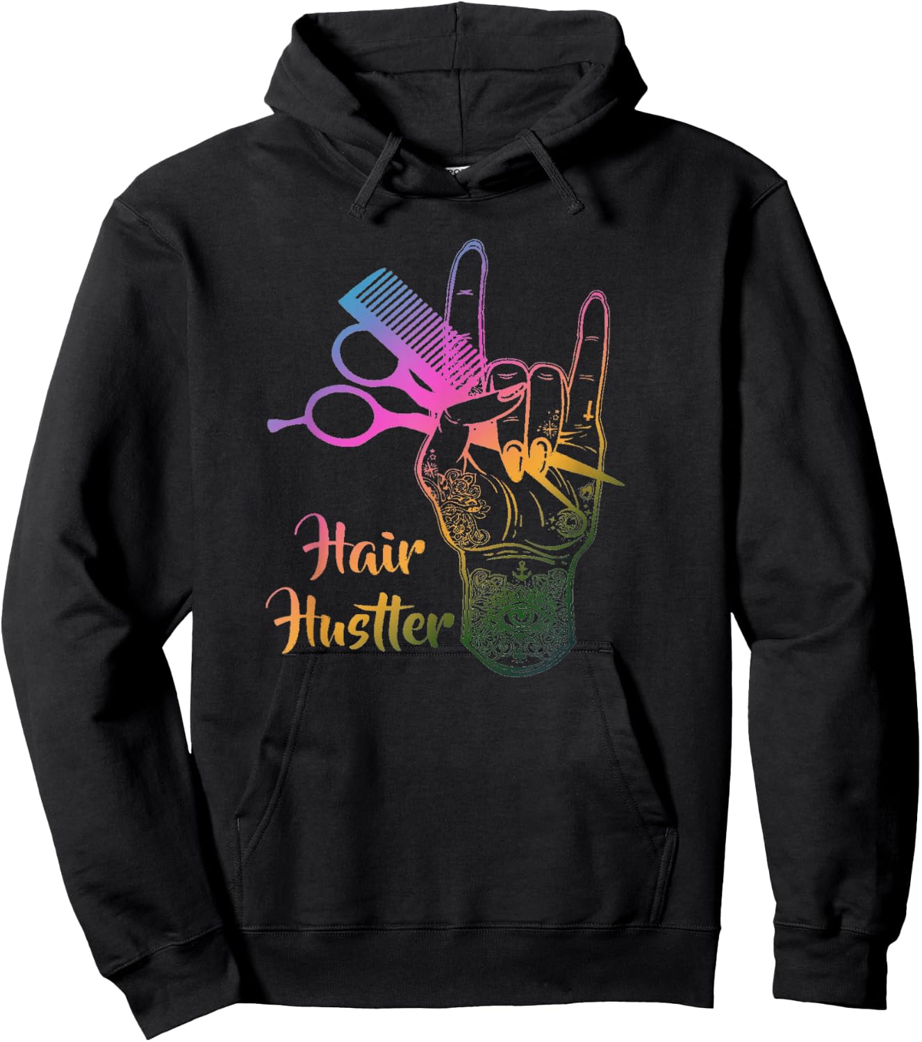 Hair Hustler Funny Hairstylist Barber Salon Stylist Hoodie - Hoodie | Black