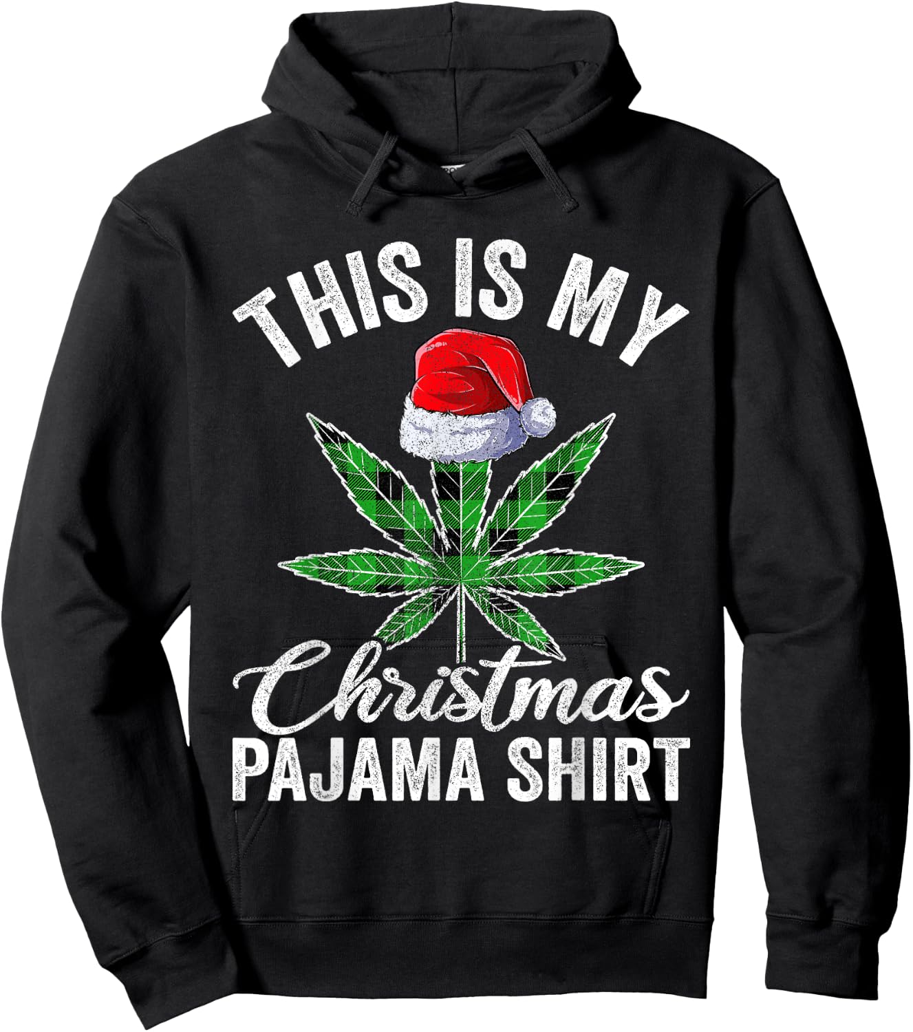 Weed Christmas Men Apparel Funny Marijuana Pot Leaf Cannabis Hoodie - Hoodie | Black