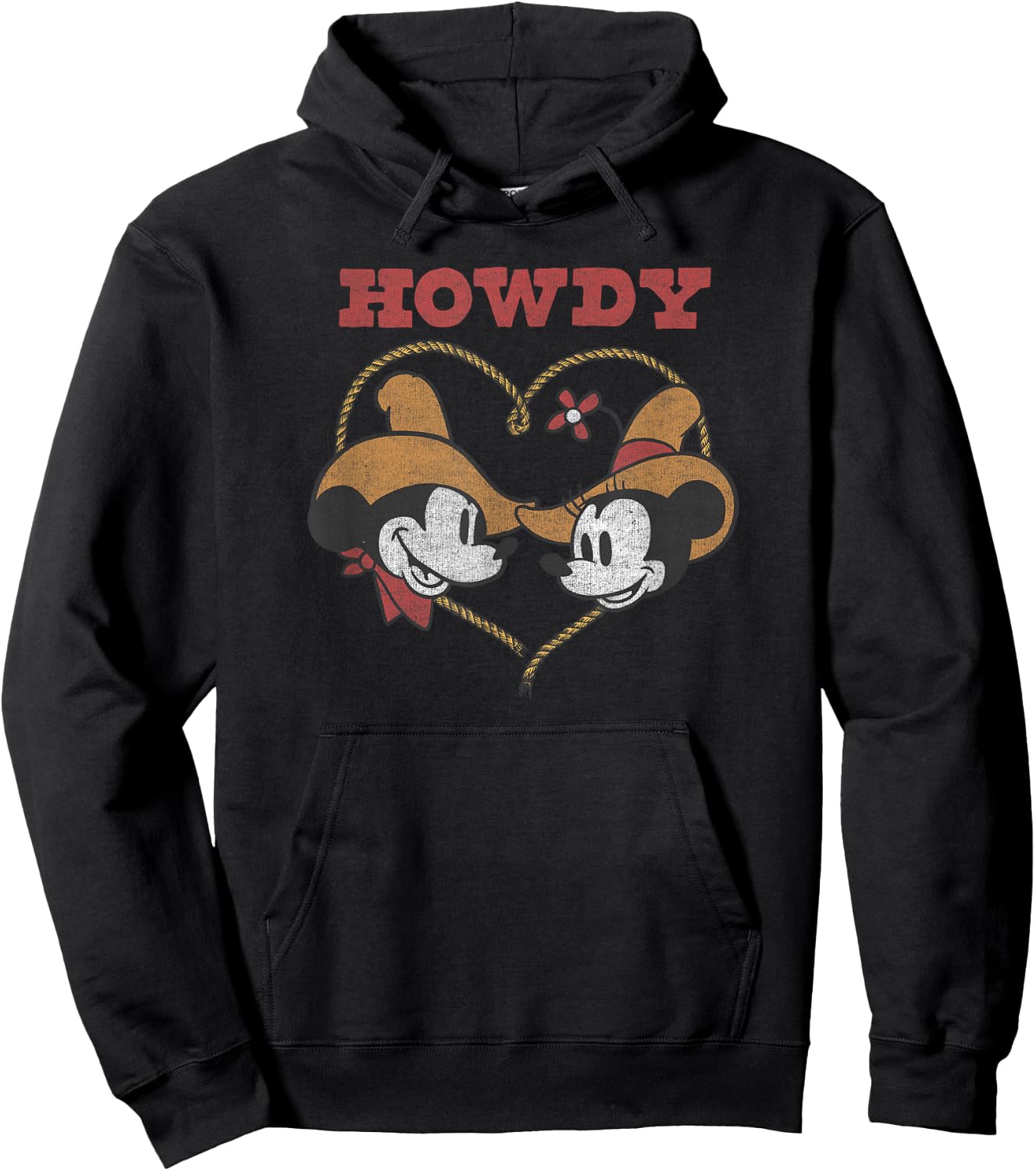 Disney Mickey Classic Mickey and Minnie Howdy Heart Hoodie - Hoodie | Black