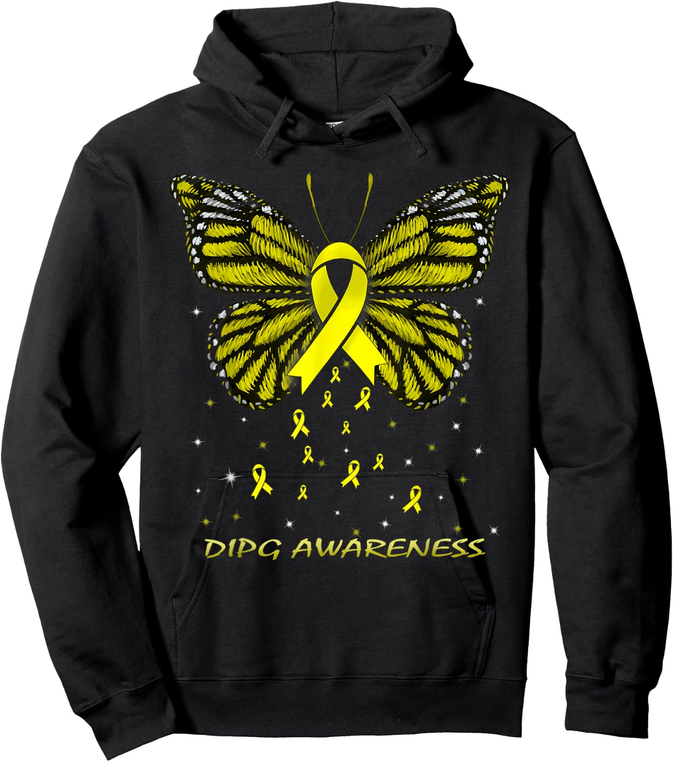 DIPG Awareness Butterfly Hoodie - Hoodie | Black