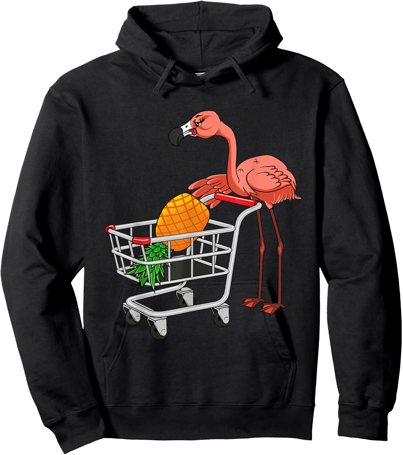 Swinging Flamingo With Shopping Cart And Swinger Pineapple Hoodie - Hoodie | Black