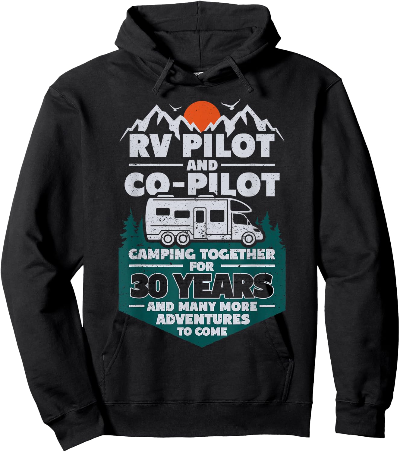 30 Years Married RV Camping 30th Wedding Anniversary Camper Hoodie - Hoodie | Black