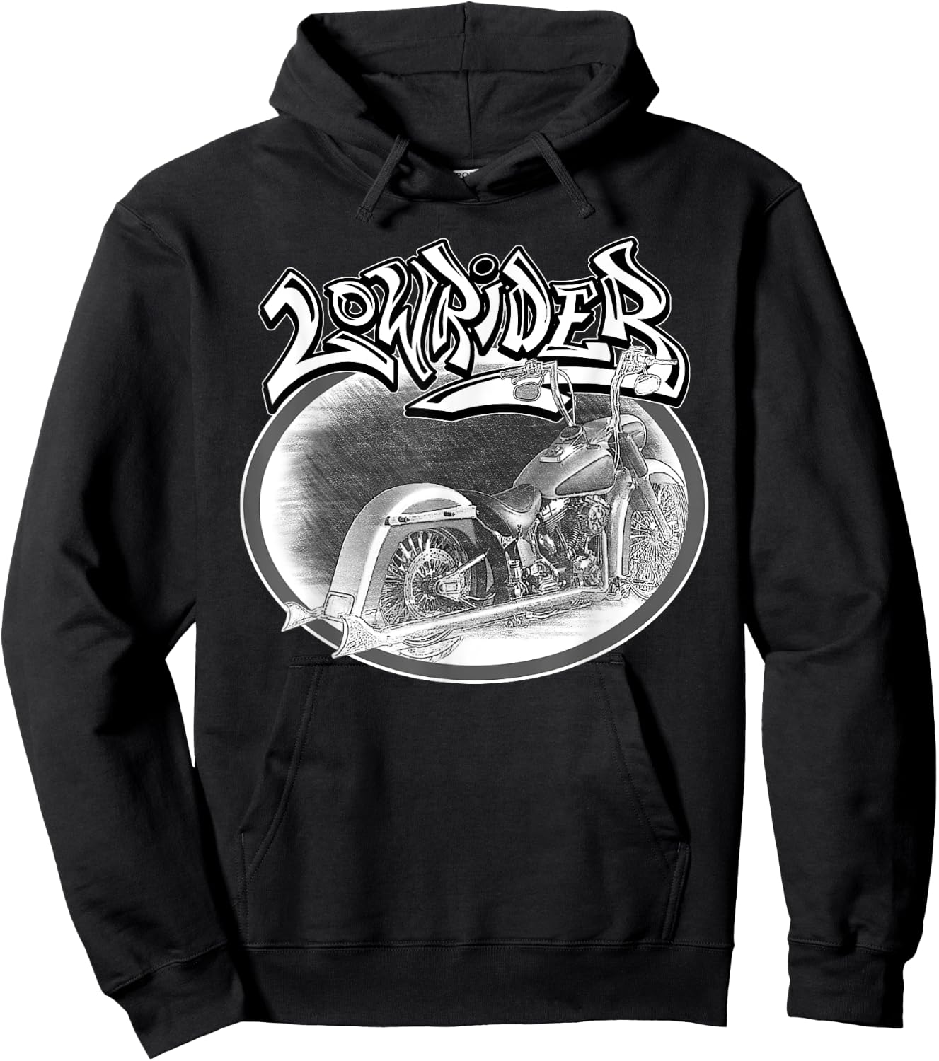 Chicano Biker. Latino Vicla Cholo Motorcycles, Lowrider Hoodie - Hoodie | Black