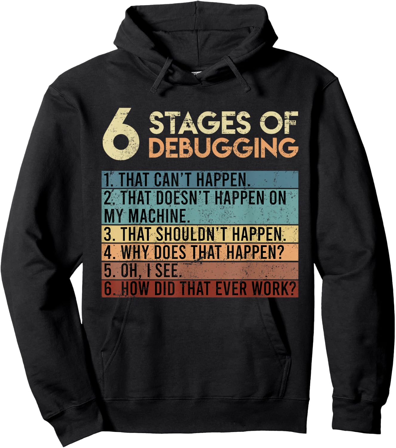 6 Stages of Debugging Software Tester developer Coder Hoodie - Hoodie | Black