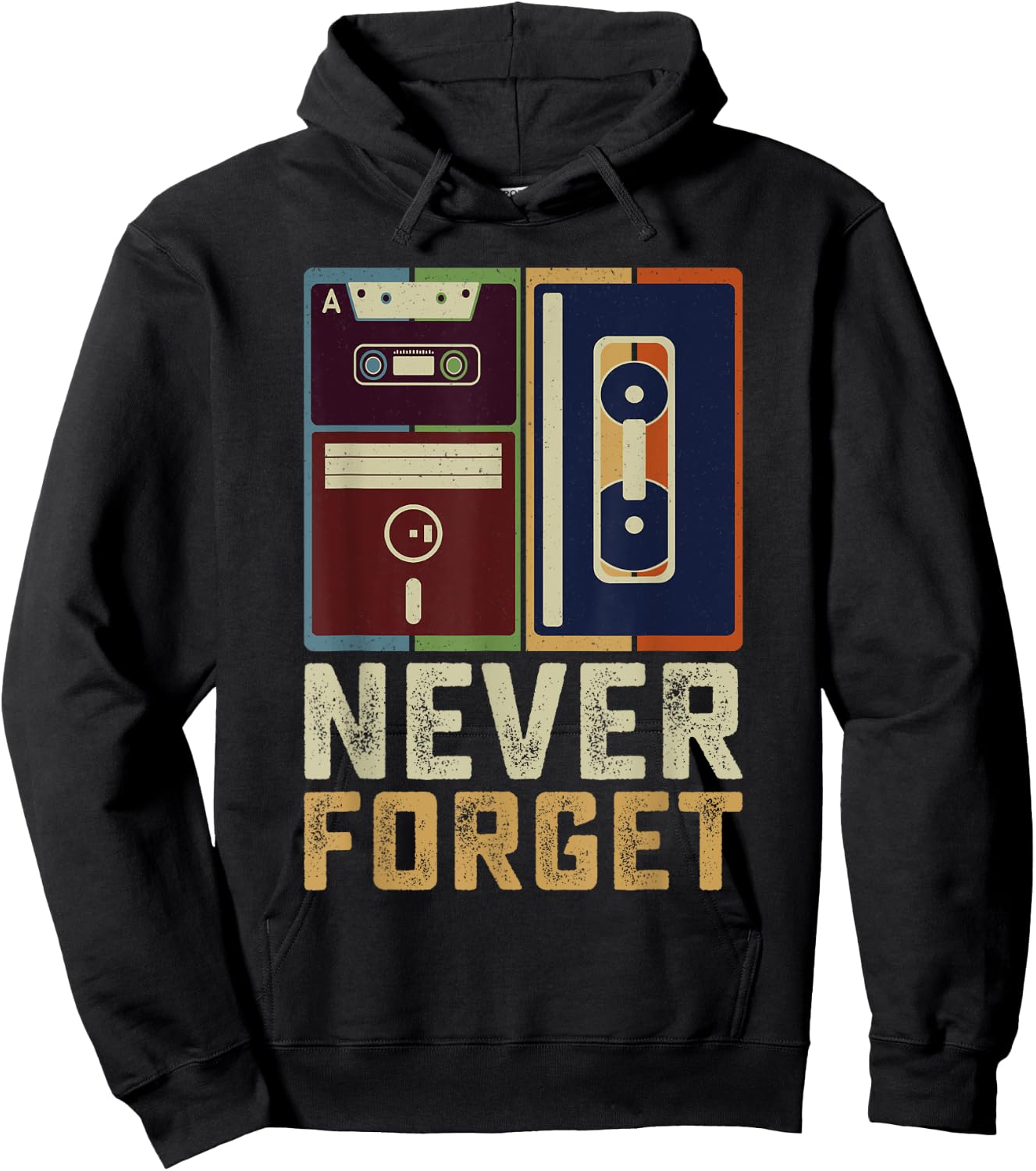 Never Forget Retro Vintage Cool 80s 90s Funny Geeky Nerdy Hoodie - Hoodie | Black