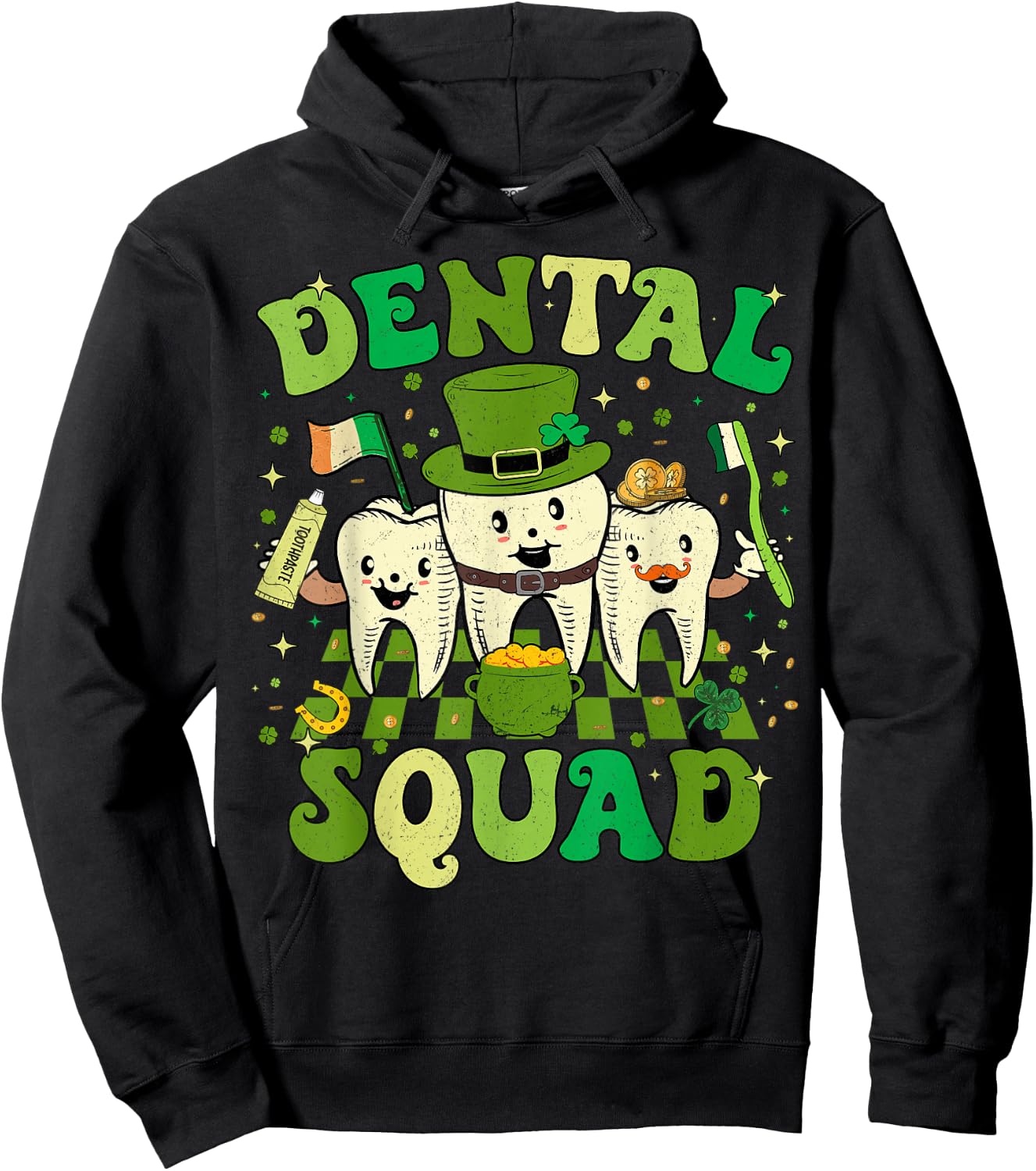 St Patrick Day Dental Squad Saint Paddys Teeth Irish Dentist Hoodie - Hoodie | Black
