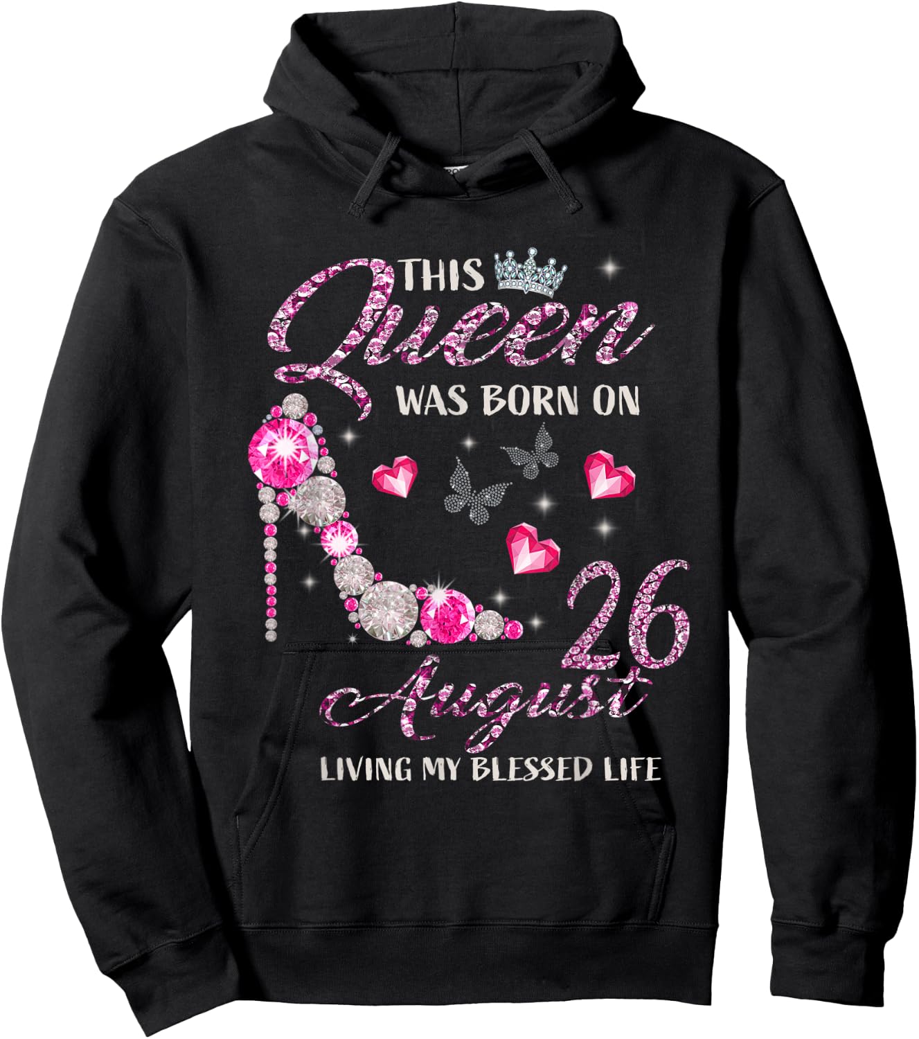 This Queen Was Born In August 26 Living My Blessed Life Hoodie - Hoodie | Black