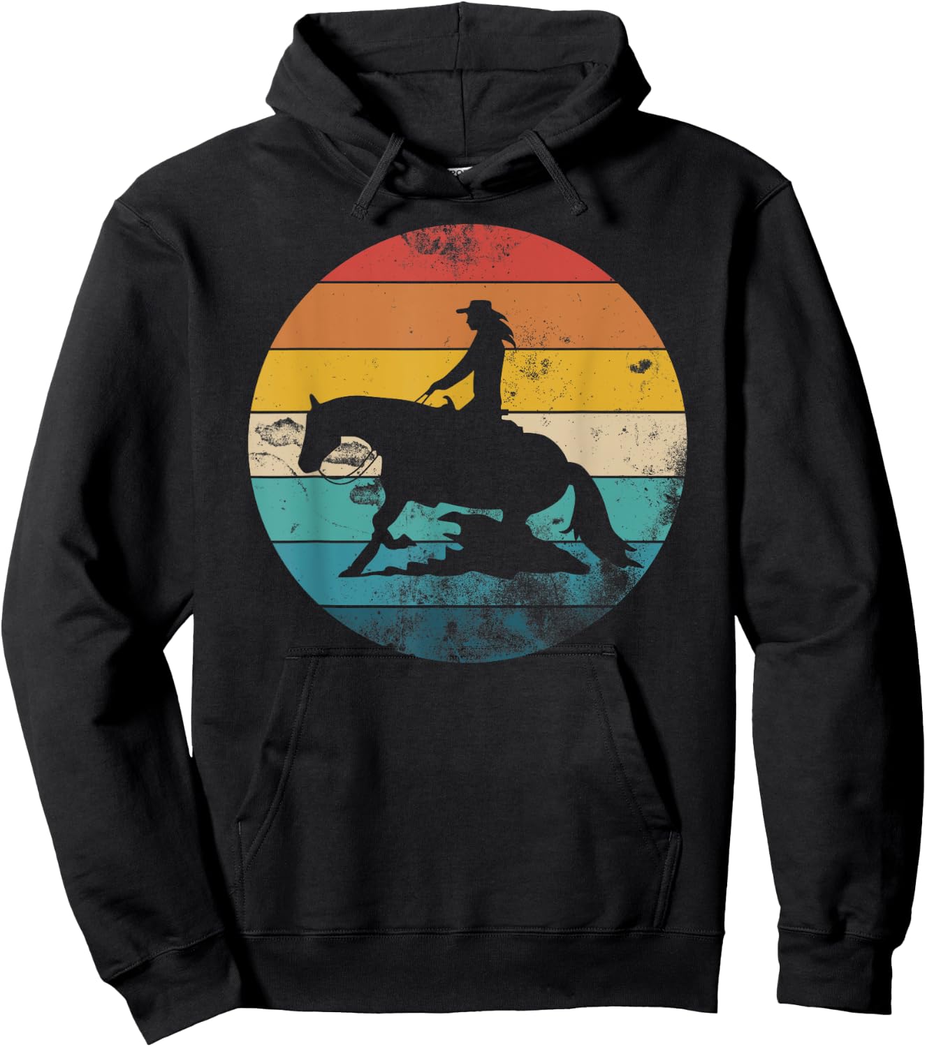 Western Rider Reining Quarter Horse Sliding Stop Hoodie - Hoodie | Black