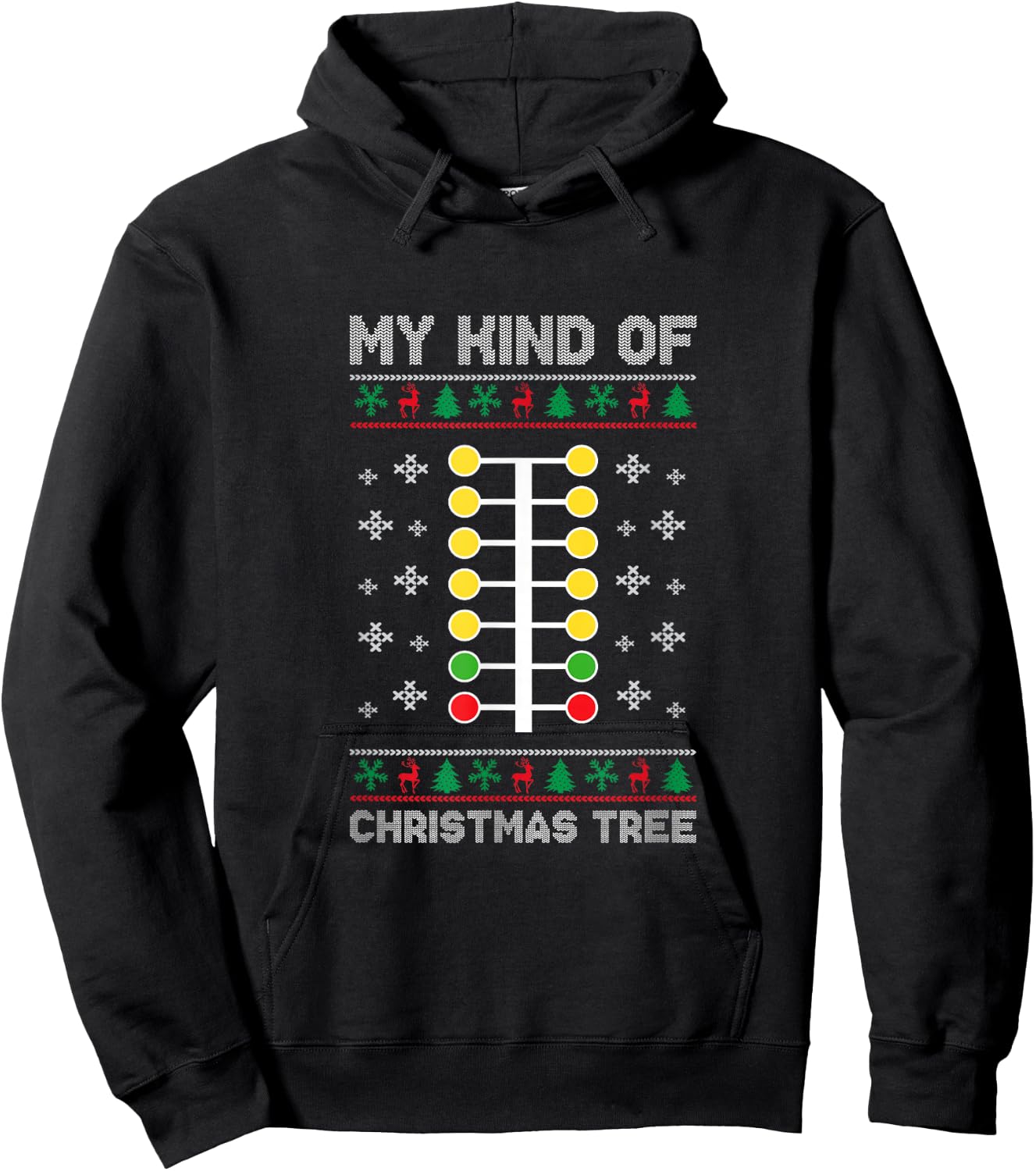 Drag Racing My Kind of Christmas Tree Drag Racer Xmas Hoodie - Hoodie | Black