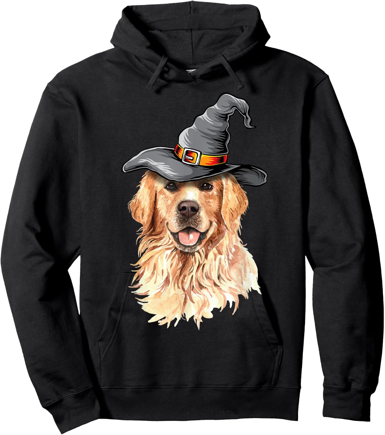 Golden Retriever Halloween Costumes Dog Lover Witch Hat Women Kids Hoodie - Hoodie | Black