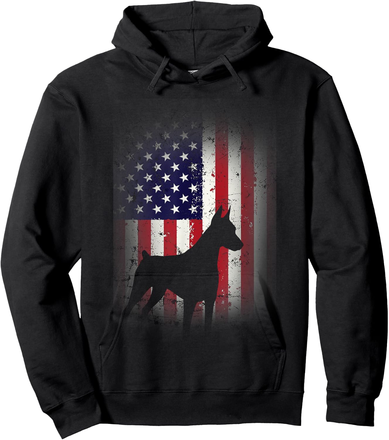Funny Doberman Pinscher Art Women Doberman US Flag Hoodie - Hoodie | Black