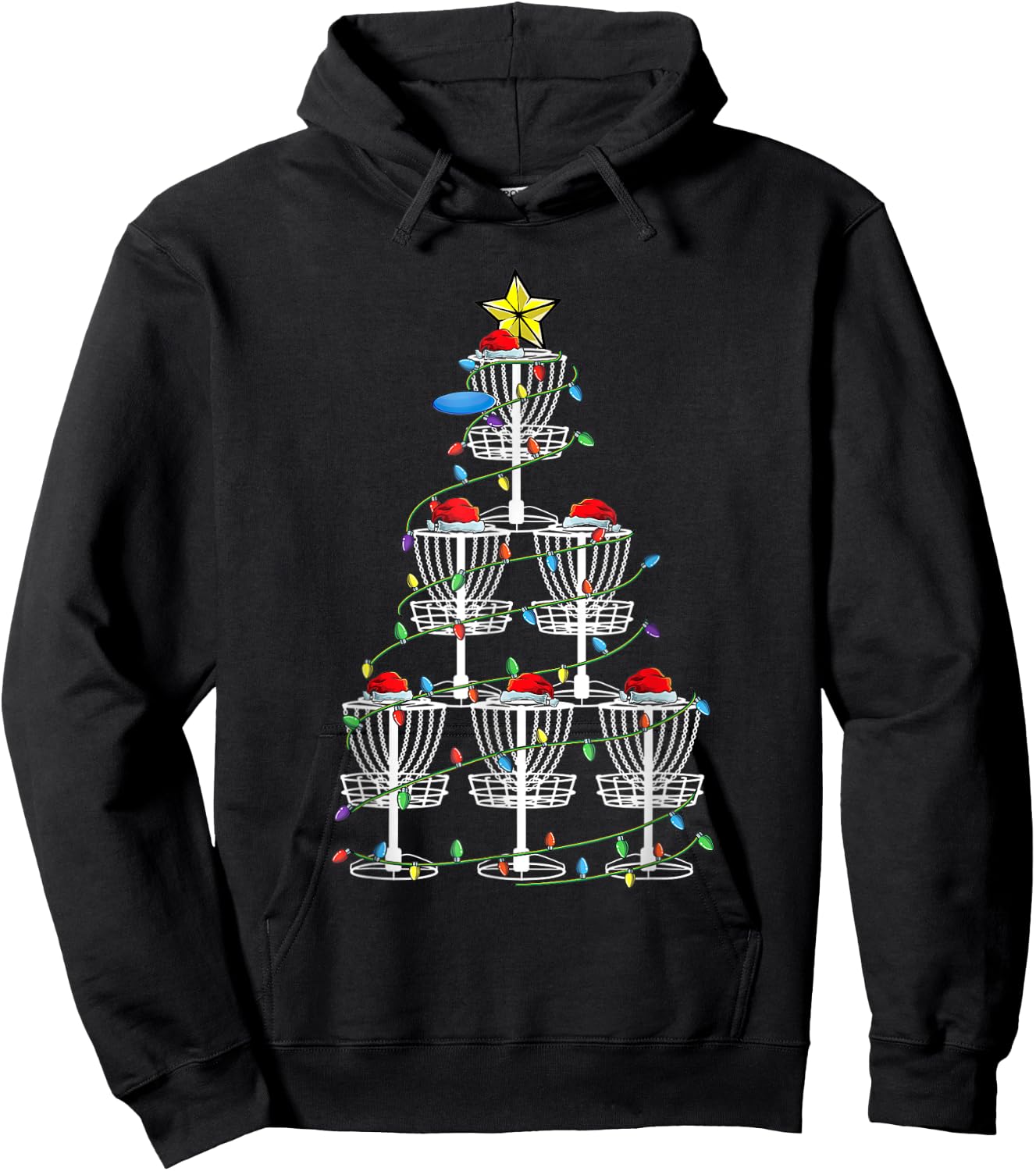 Xmas Stupid Tree Disc Golf Funny Frisbee Golf Player Basket Hoodie - Hoodie | Black