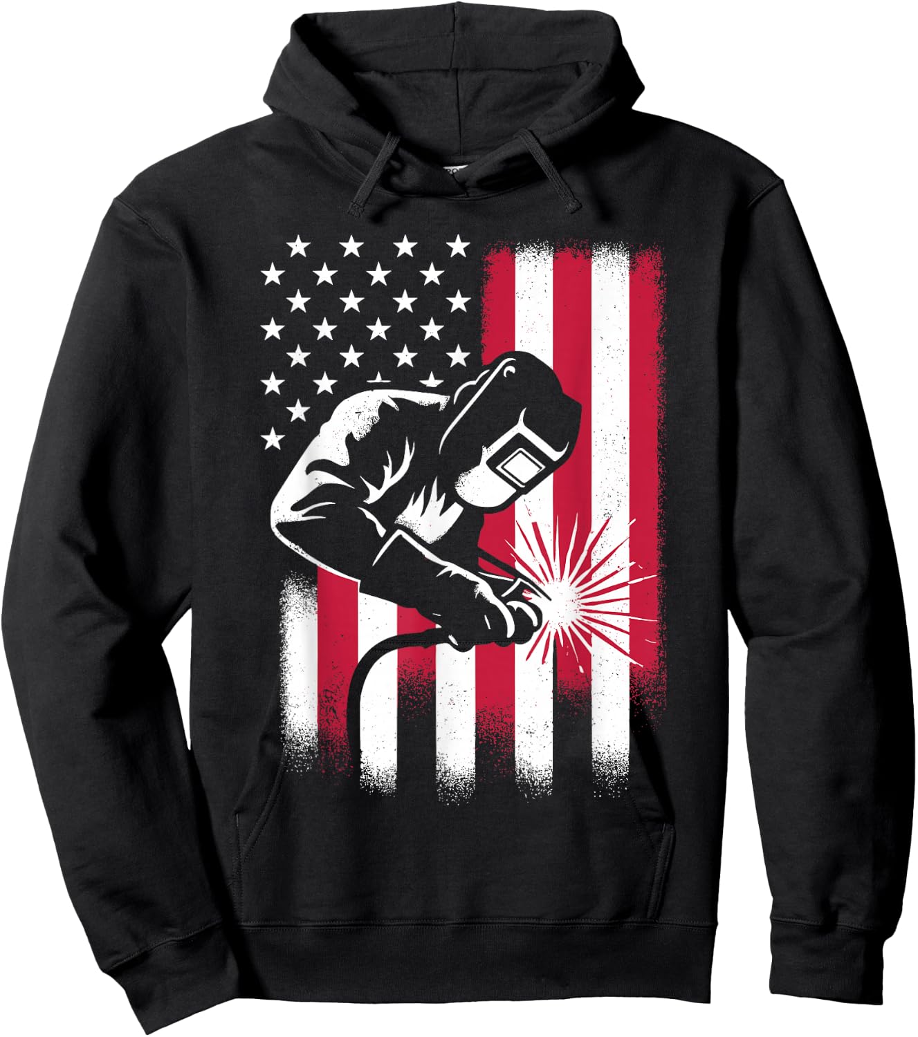 Welder USA American Flag Patriotic Welding Hoodie - Hoodie | Black