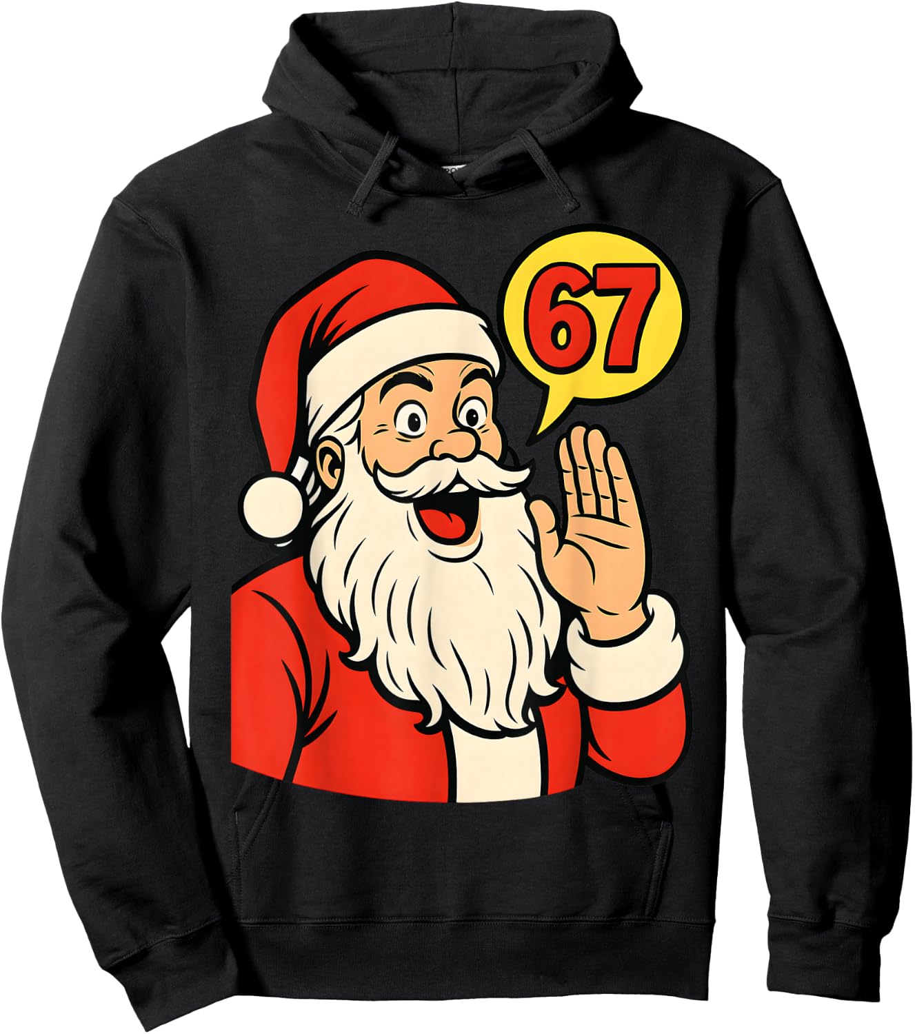 67 Christmas Retro Six Seven Meme Brainrot Santa Claus Boys Hoodie - Hoodie | Black