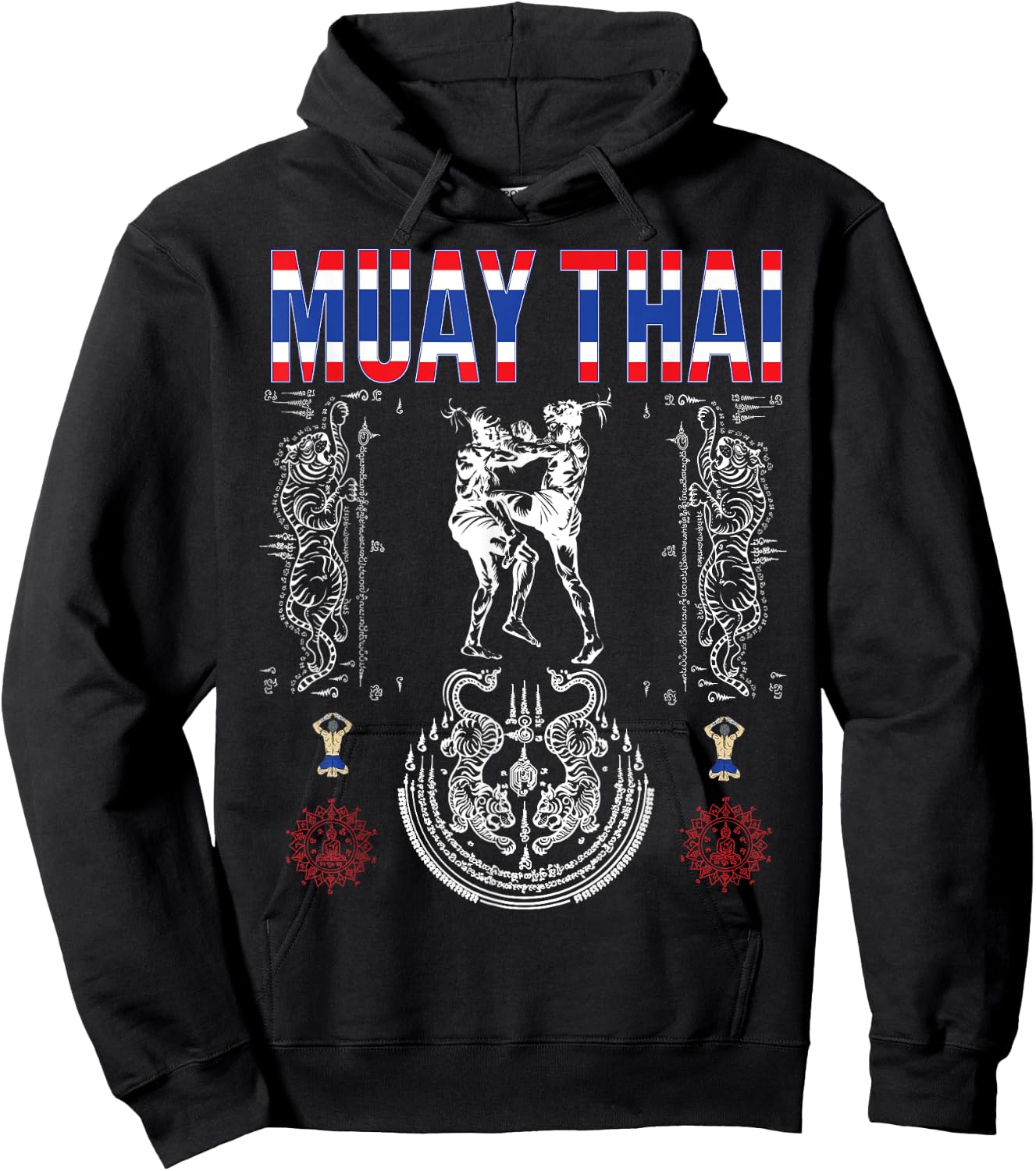Sawadee thai traditional sak yant thai twin tiger muay thai Hoodie - Hoodie | Black