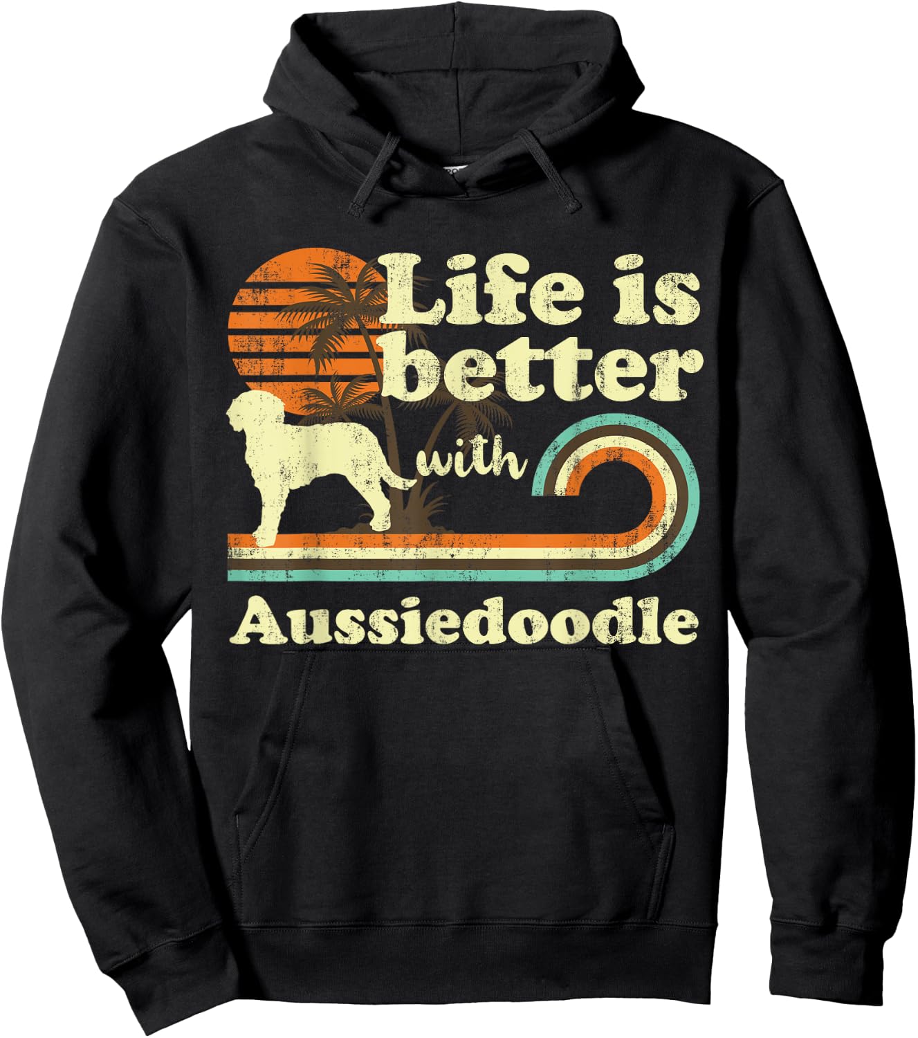 Life Better Aussiedoodle Vintage Dog Mom Dad Hoodie - Hoodie | Black