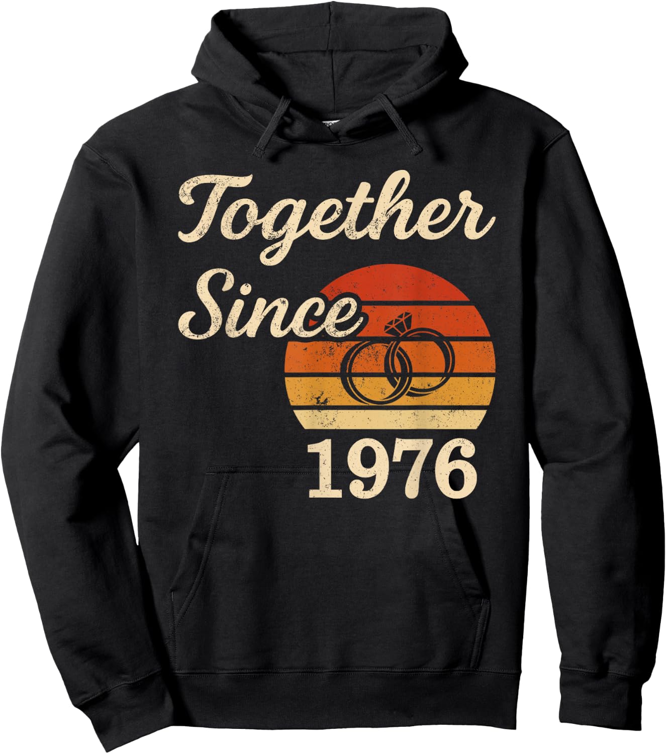 Vintage Sunset Together Since 1976 50th Wedding Anniversary Hoodie - Hoodie | Black