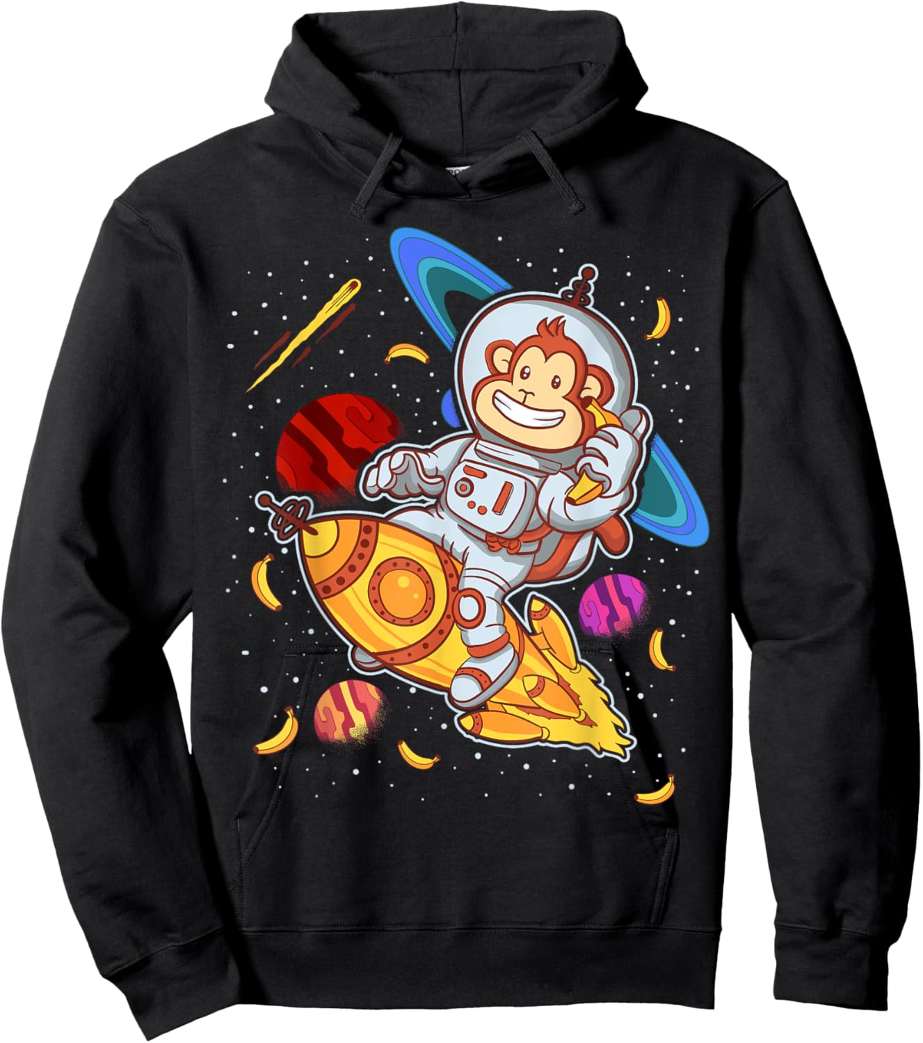 Astronaut Monkey Space Rocket Cute Funny Kids Boys Girls Hoodie - Hoodie | Black