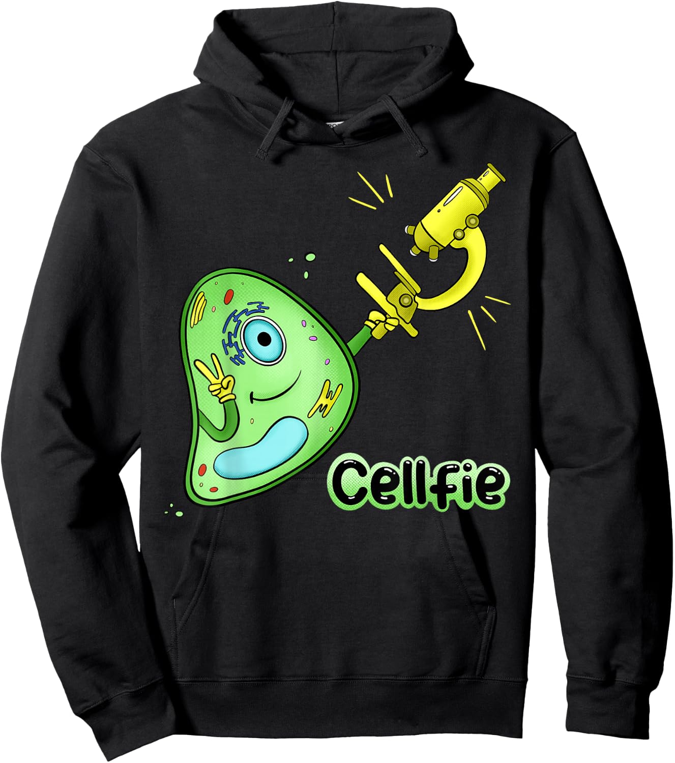 Cellfie Science Joke Biology Cell & Microscope Selfie Pun Hoodie - Hoodie | Black