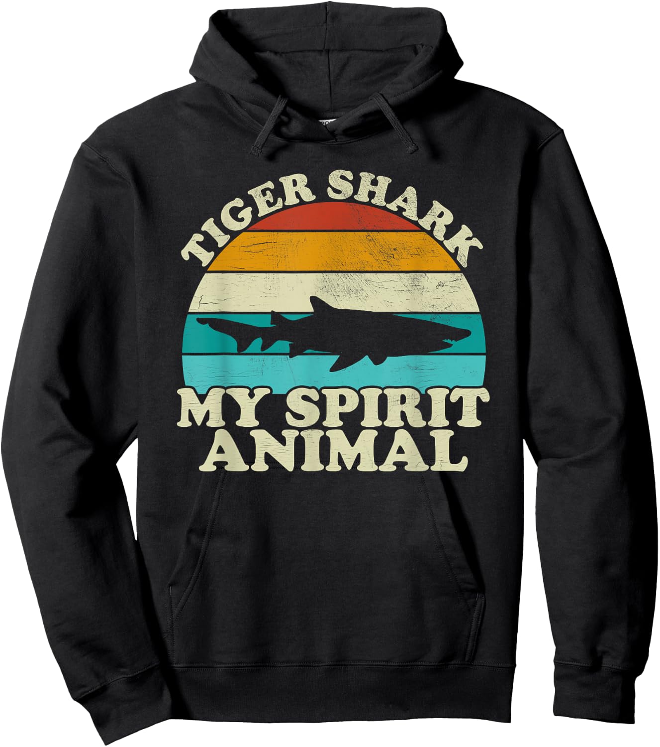 Tiger Shark My Spirit Animal - Vintage Fish Fishing Hoodie - Hoodie | Black